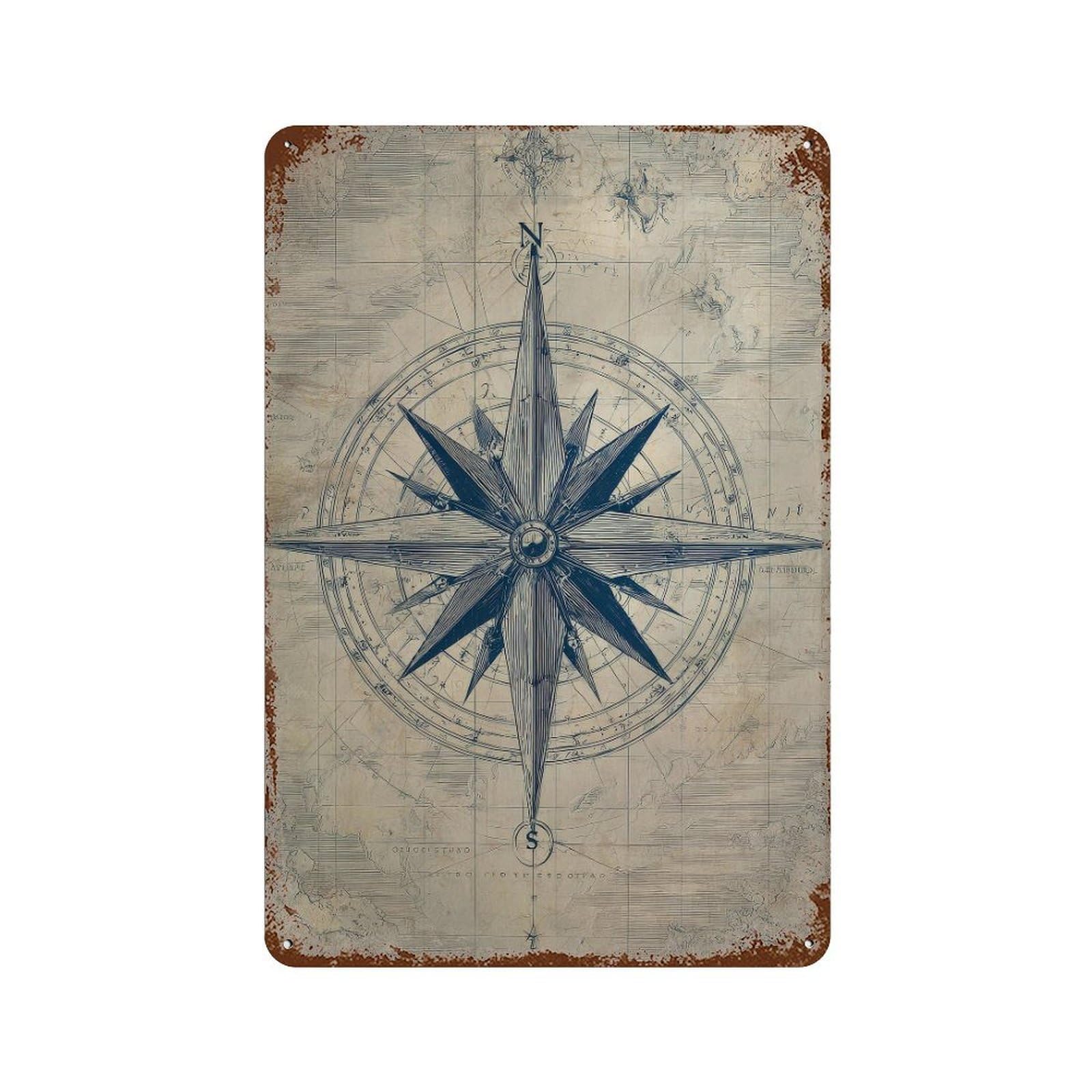 xiaoxiaoshen Compass Rose. Nautical Wall Decor Art Metal Tin Poster Modern Home Decor Art Home Bar Shop Decorations Vintage Sign 30x20cm