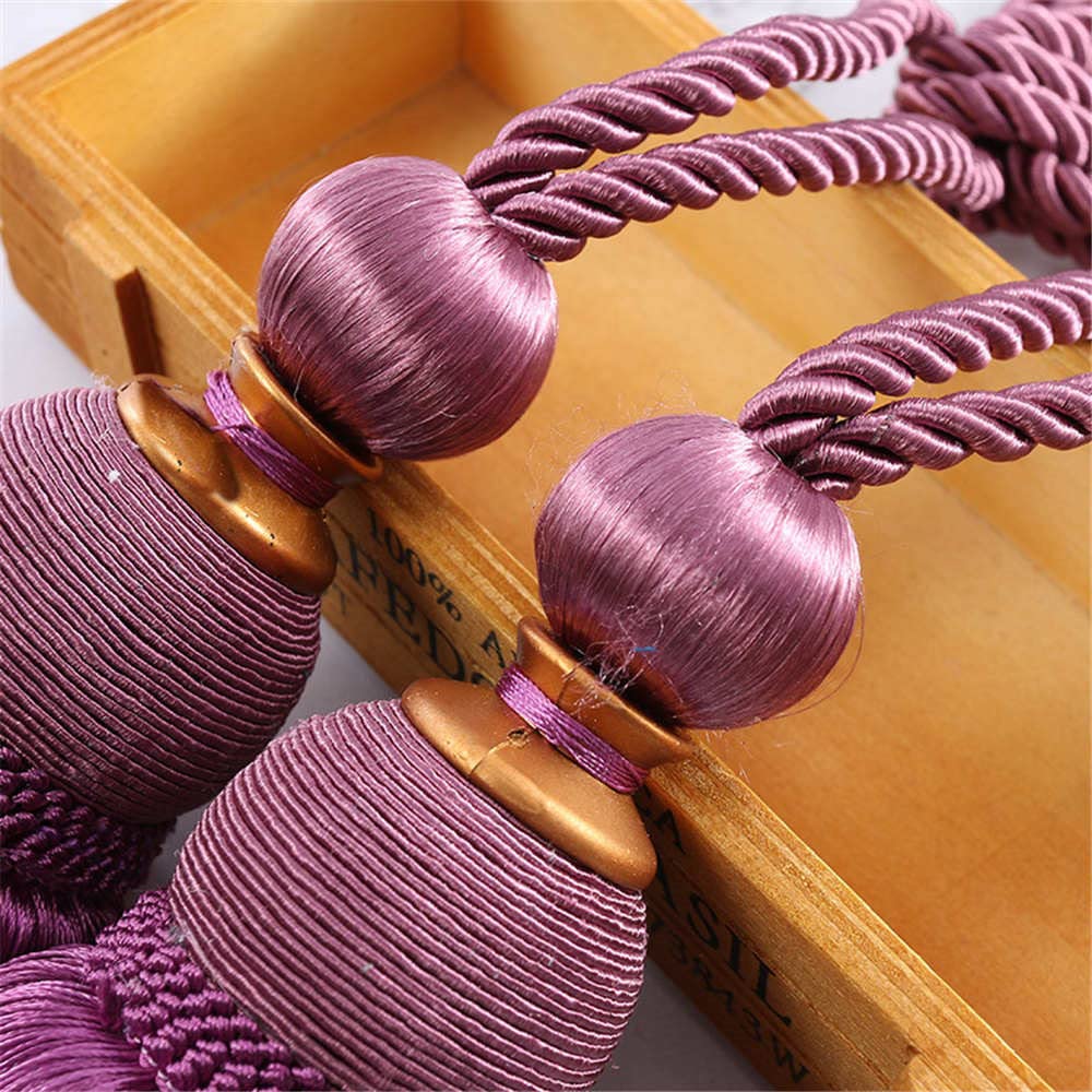 Embrasses de Rideaux Vintage avec Pompons et Boules suspendues - 1 Paire d'attaches, Accessoires Traitement fenêtre(Dark Brown)