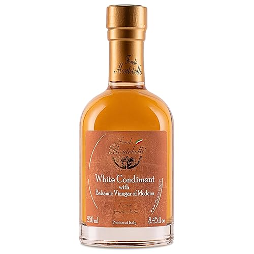 FONDO MONTEBELLO - Vinagre de Vino Blanco, Vinagre Balsámico Blanco de Módena, elaborado en Italia, con un Perfil de Sabor Afrutado y Dulce,