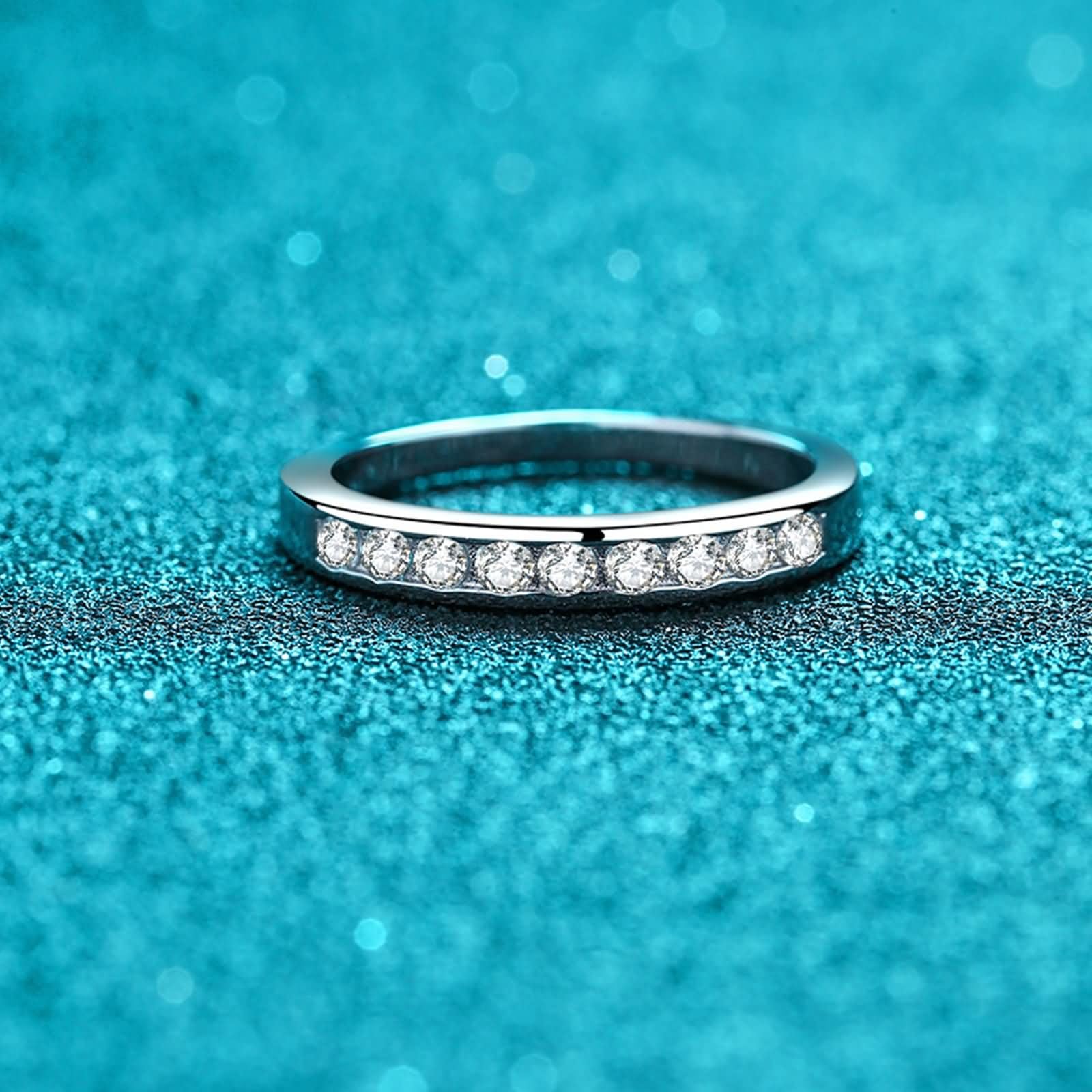 Alliance Femme Argent 925,Bague Anneau Alliance Bague Rond avec Moissanite 0.27ct Anneau Femme Argent