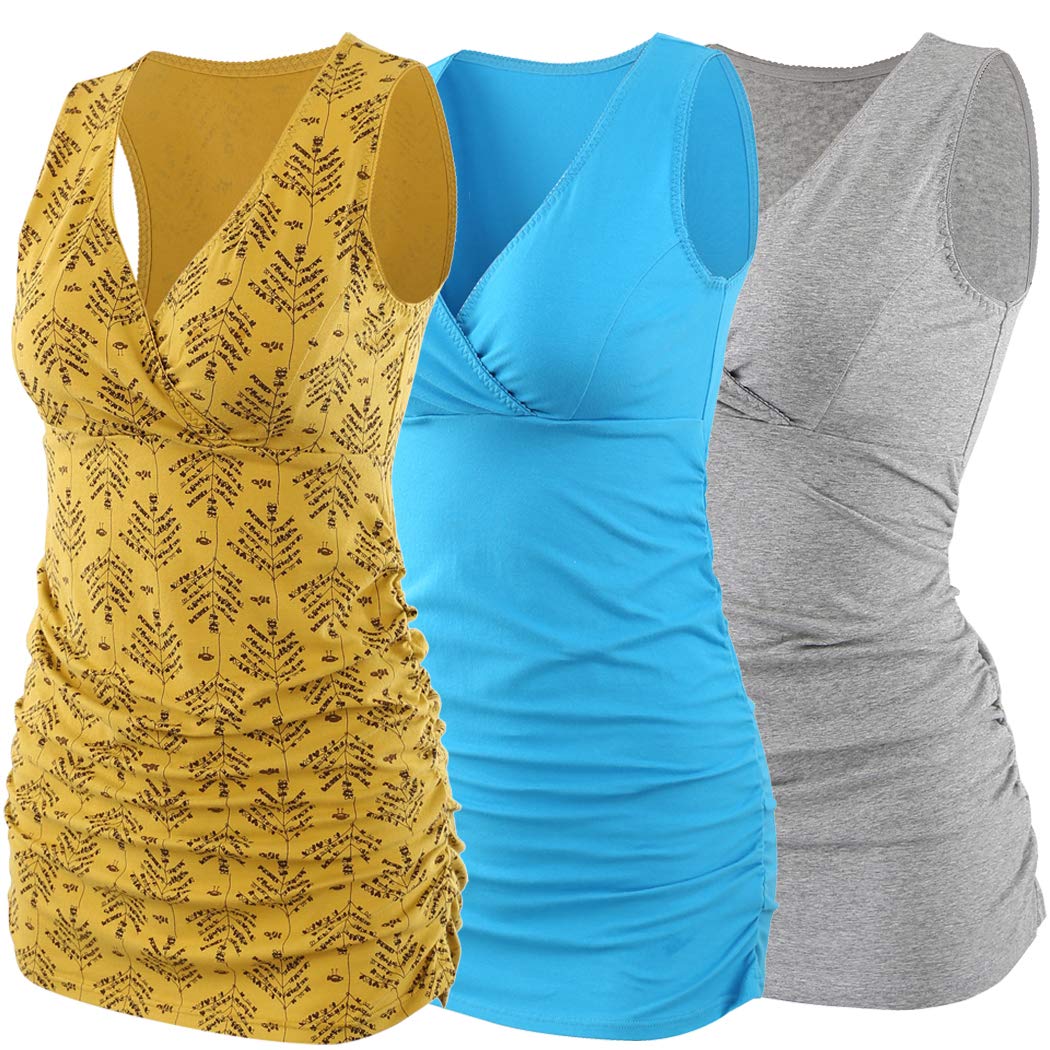 KUCI Schwangere Stillshirt, Damen Schwanger T-Shirt Umstandsmode Umstandsshirt Mutterschaft Umstandstop/Schlaf BH zum Stillen