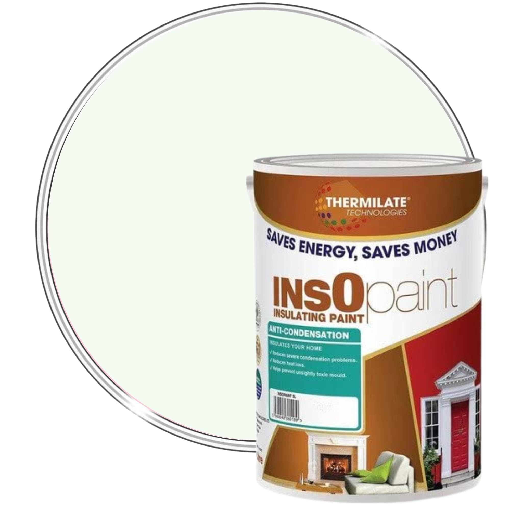 InsOpaint Insulating Anti Condensation Paint - Superior Protection Against Mould & Moisture | Energy Saving Thermal Paint for Walls & Ceilings | Damp Proof Paint - Pistachio White - 5L