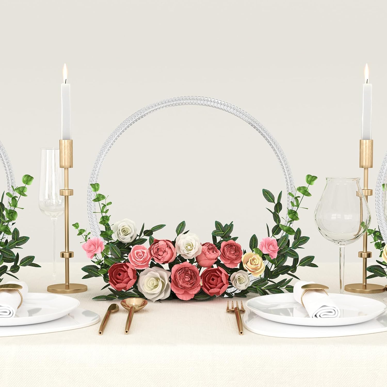 Anneaux de table en acrylique YALLOVE kit centre de table ballon fleur