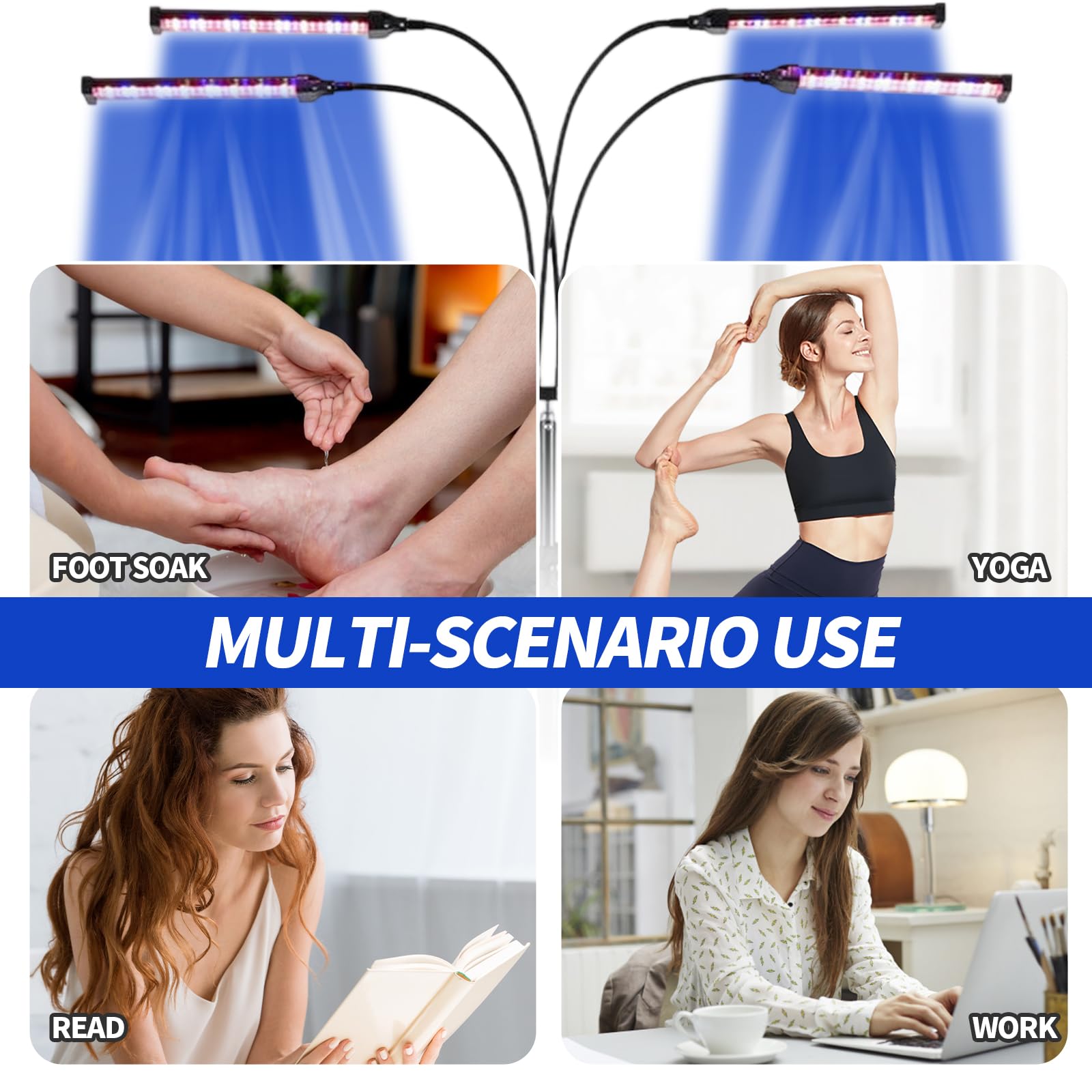 Solarium Für Zuhause 460NM 490NM Bräunungslampe 60W Blaues Licht Doppelte Halterung Gesichtsbräuner 432 LEDs