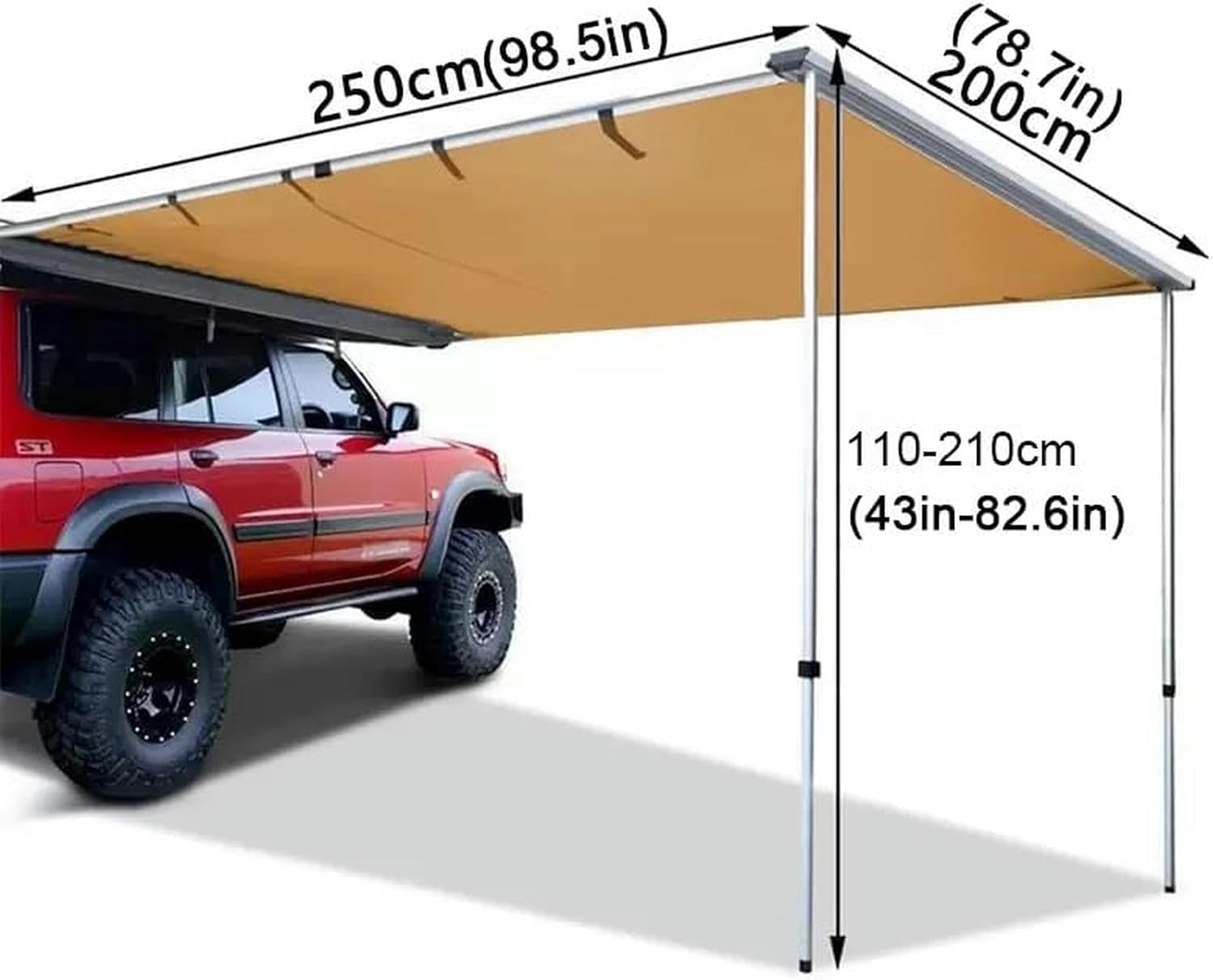 AMNOOL 200 Cm × 250 Cm Car, Removable Tent, UV50+Refuge, Campaign Stores, SUV with Waterproof Storage Bag (Color: with LED Light with)