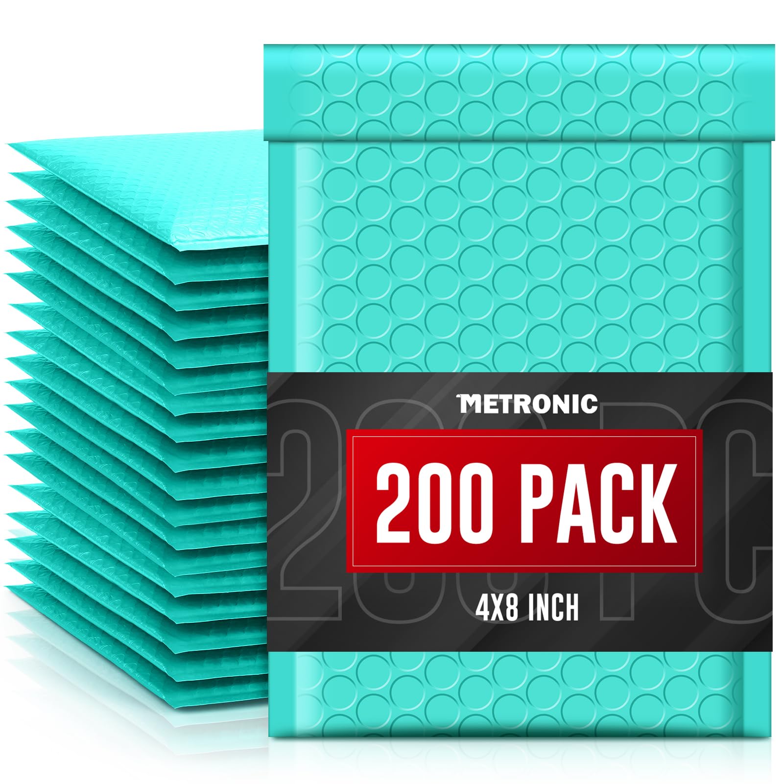 METRONIC Small Bubble Mailers 4x8 200 Pack Teal Bubble Mailer Usable Size 4x7