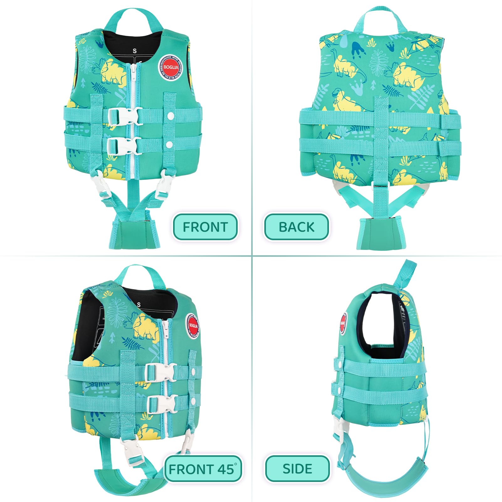 Boglia Bambini Nuotare Vest Bambino Giacca Float Galleggiante per Piscina con Cinturino di Sicurezza Regolabile, Galleggiante per età 1-9 anni/22-50 libbre
