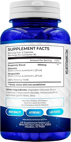 Miniatura 4 de We Like Vitamins Diosmina Hesperidina 1000 mg  180 cápsulas  Suministro para 90 días  Suplemento de diosmina y hesperidina  Ayuda a apoyar la