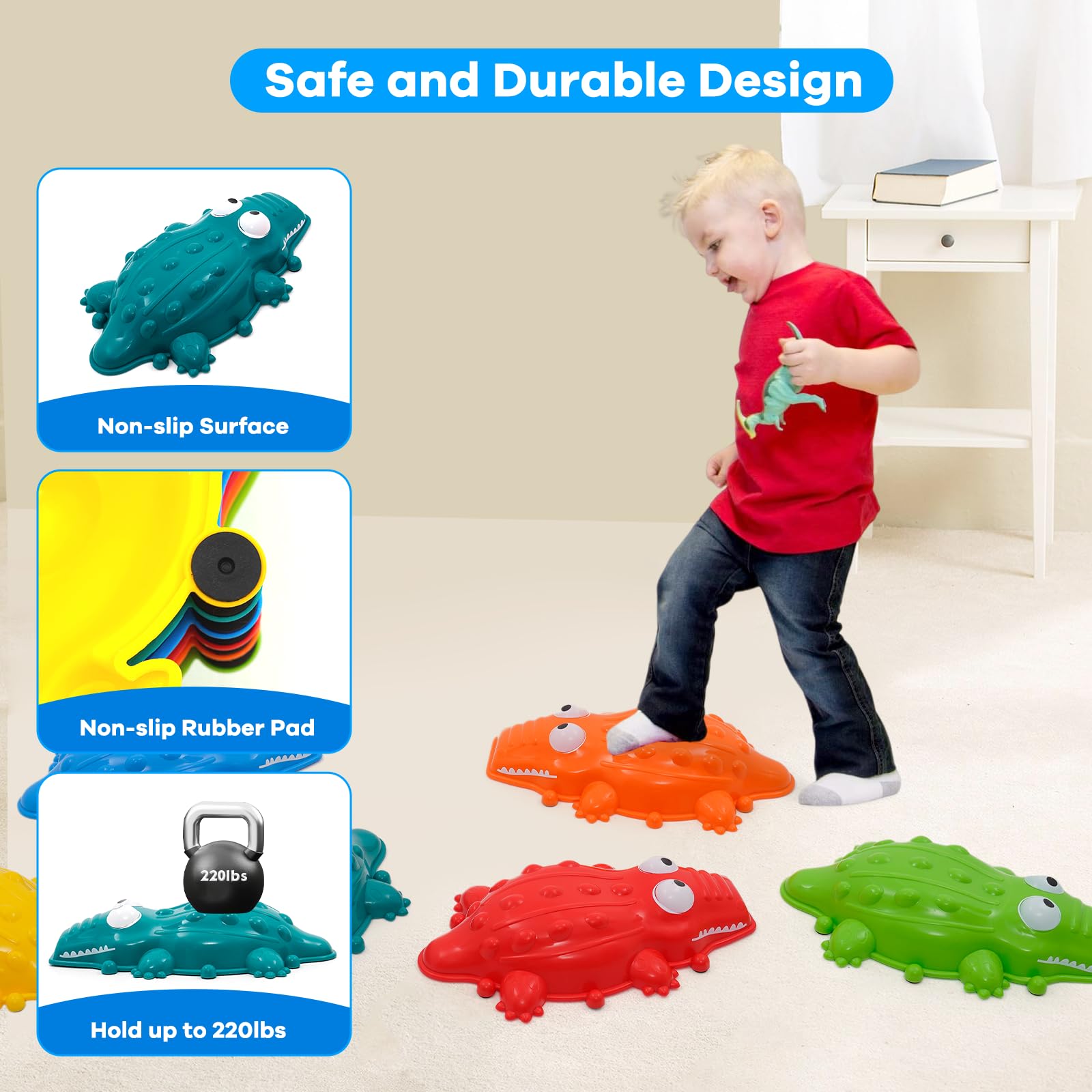 Piedras de Equilibrio para Niños, Piedras Apilables Antideslizantes, Fomentan Equilibrio y Habilidades Motoras, Curso de Obstáculos para Interior/Exterior — view 4