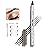 MoonKong Microblading Eyebrow pen, 4-Fork-Tip Eyebrow Pencil for women Waterproof Eye Brown Makeup, with 3 Eyebrow Stencil,1 Brow Razor(2 Brown)