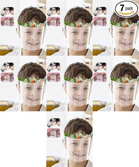 Xiran Wings Pack Of 7 Static Kids Face Shield With Comics Character Designed For Kids, Face Mask Shield (Pack of 7)