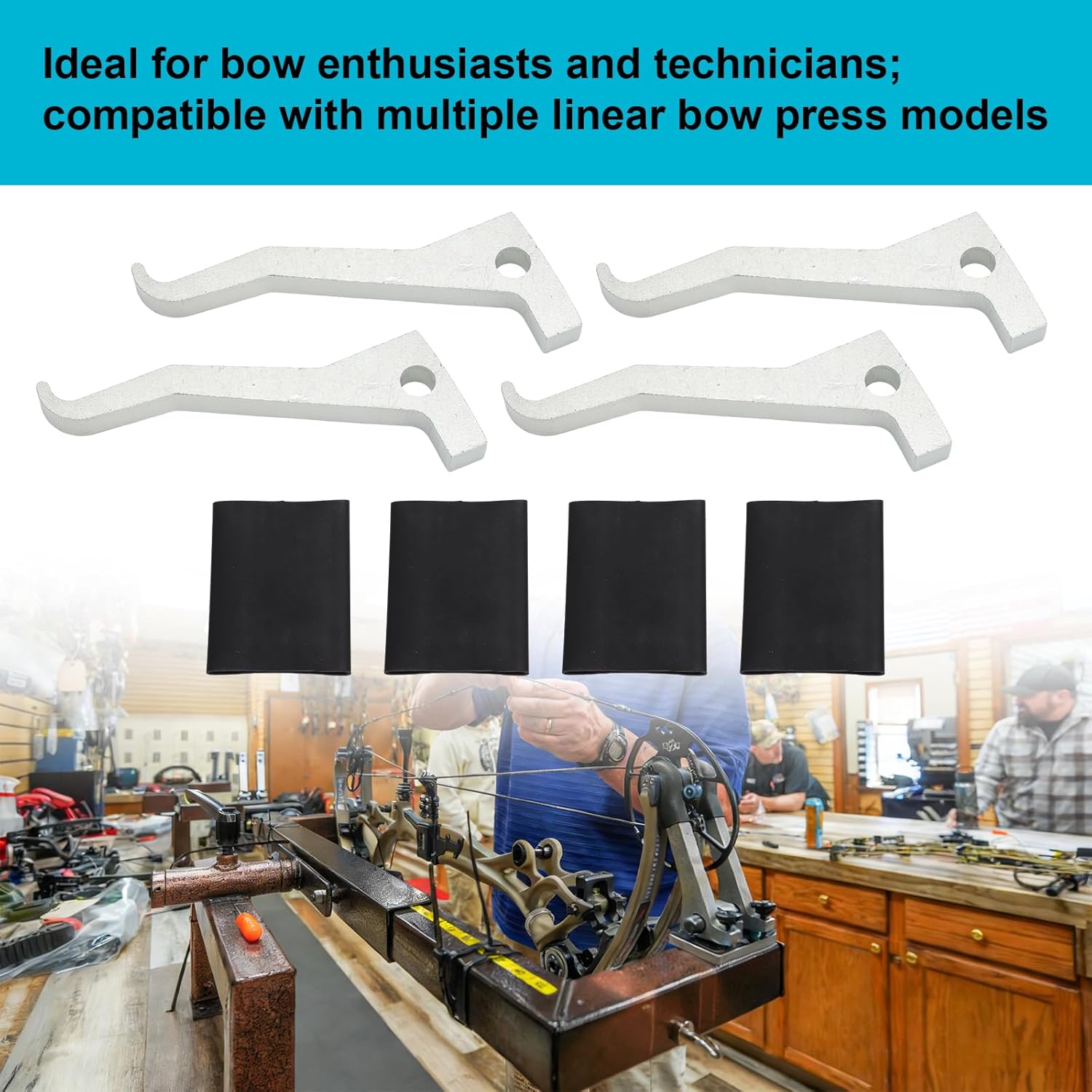 motoparty Bow Press Fingers Set 7/16” to 1/2” Laser-Cut Steel Fingers with Heat Shrink Tubing for Linear Bow Press Installation Drilling