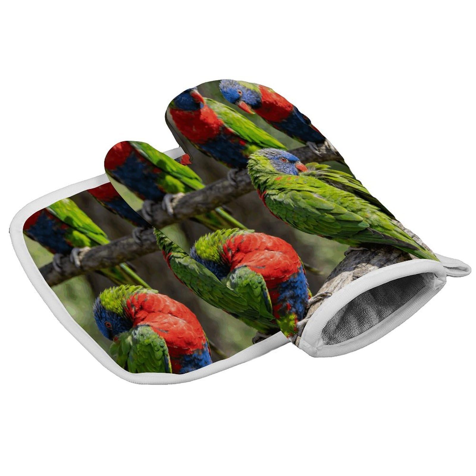 Fodpand Style Parrots Oven Mitt Set With Lanyard, Cooking Mitt, Protective Thermal Insulation,Kitchen Mitt For Baking, Cooking, Grilling, Microwave