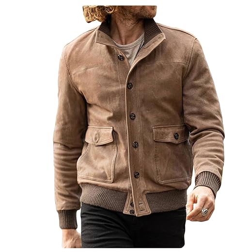 Legou Jaqueta masculina plus size de algodão de cor lisa