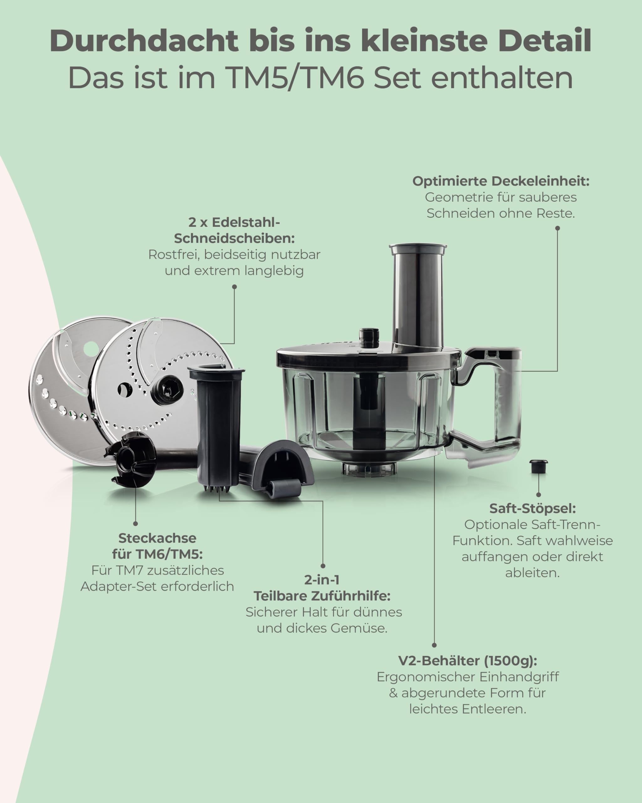Wundermix - WunderSlicer® V2 Gemüseschneider für TM6, TM5 | Gemüse & Obst schneiden & raspeln im Thermomix, innovative Küchenhilfe, Made in Germany