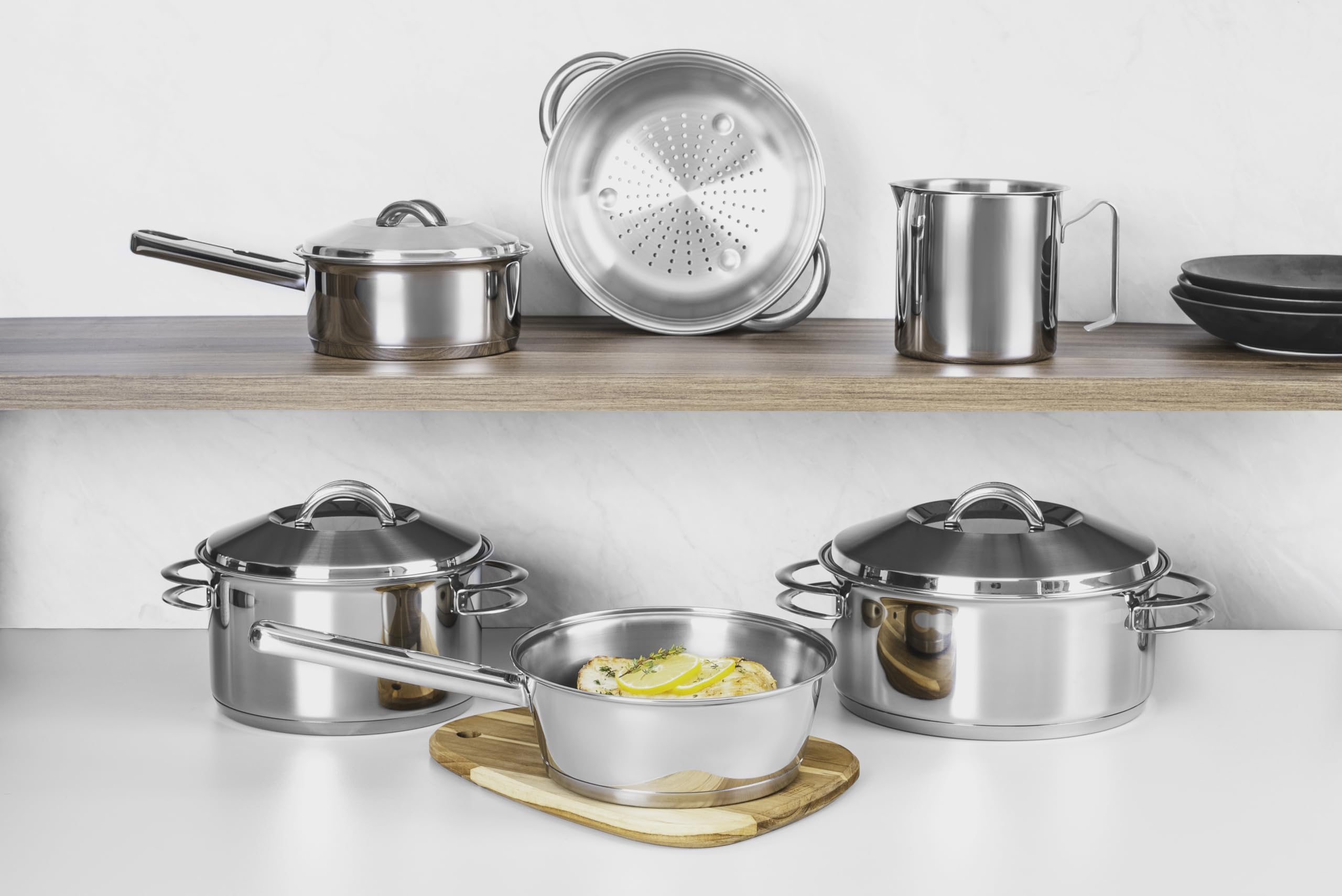 Tramontina Set di Pentole Solar da 6 Pezzi in Acciaio Inox con Base Tri-Ply