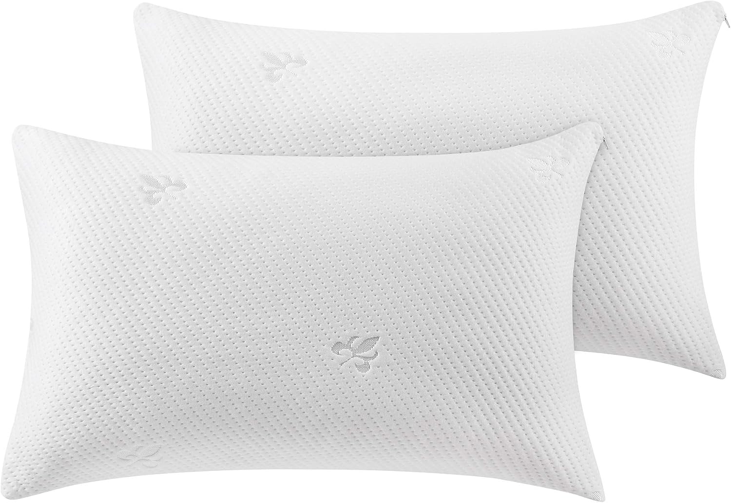 Coolzon Bed Pillows for Sleeping Shredded Memory Foam Pillow 2 Pack Queen Size with Washable Pillow Cover,Great Support and Fluffy