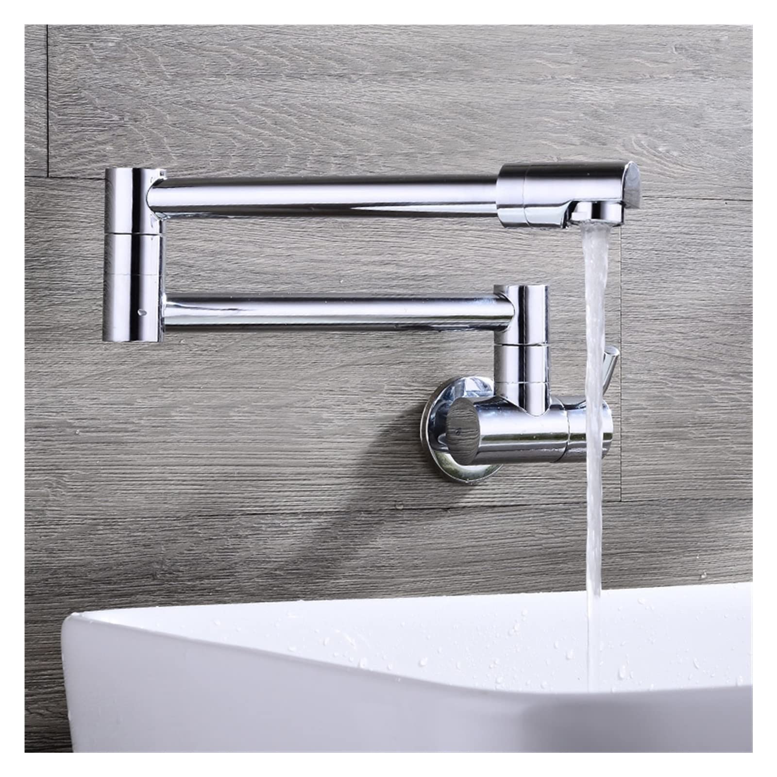 Grifo universal plegable de cobre con brazo alargado para maximizar el espacio del lavabo
