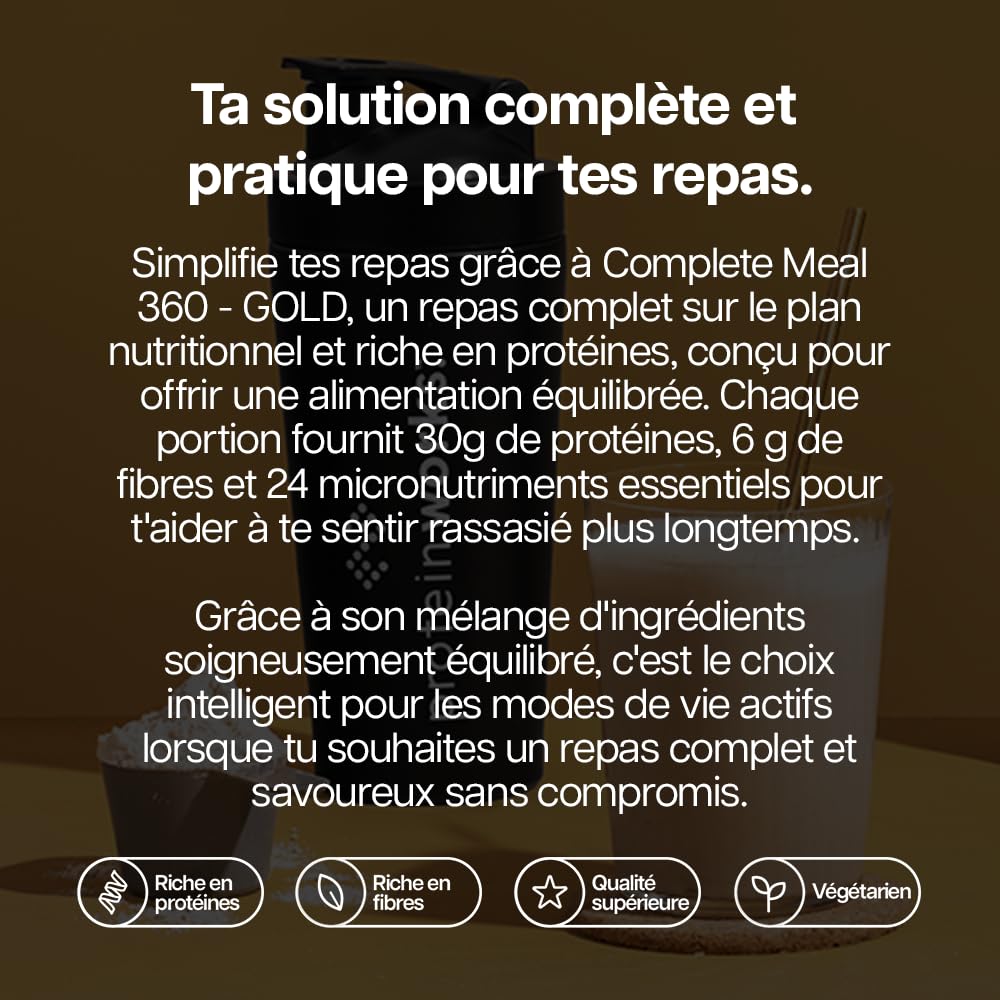 Protein Works | Complete Meal 360 - Gold, Chocolat Onctueux, 1kg | Substitut de Repas, Riche en Protéine & Fibres, Nutritionnellement Complet, 165 Bienfaits, 24 Vitamines & Minéraux, Oméga 3