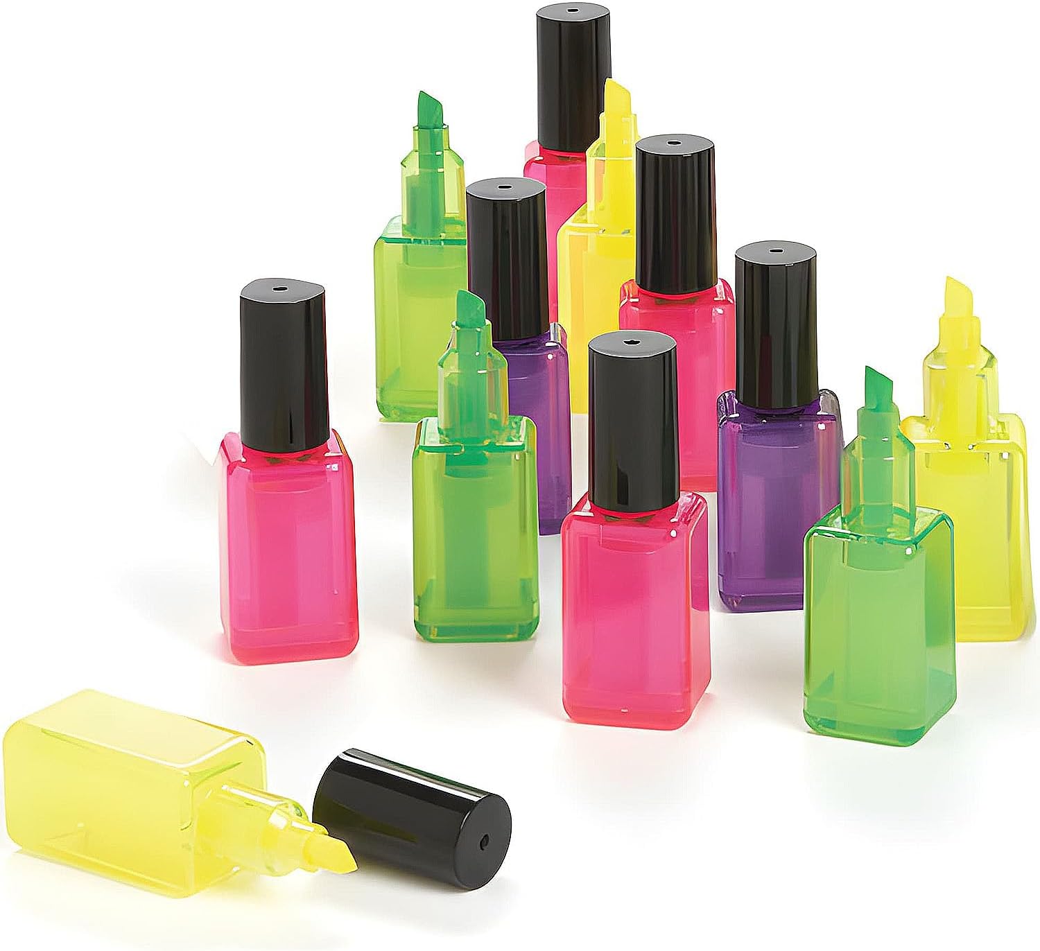 Fun Express - Nail Polish Highlighters - Stationery - Office Supplies - Classroom Supplies - 12 Pieces