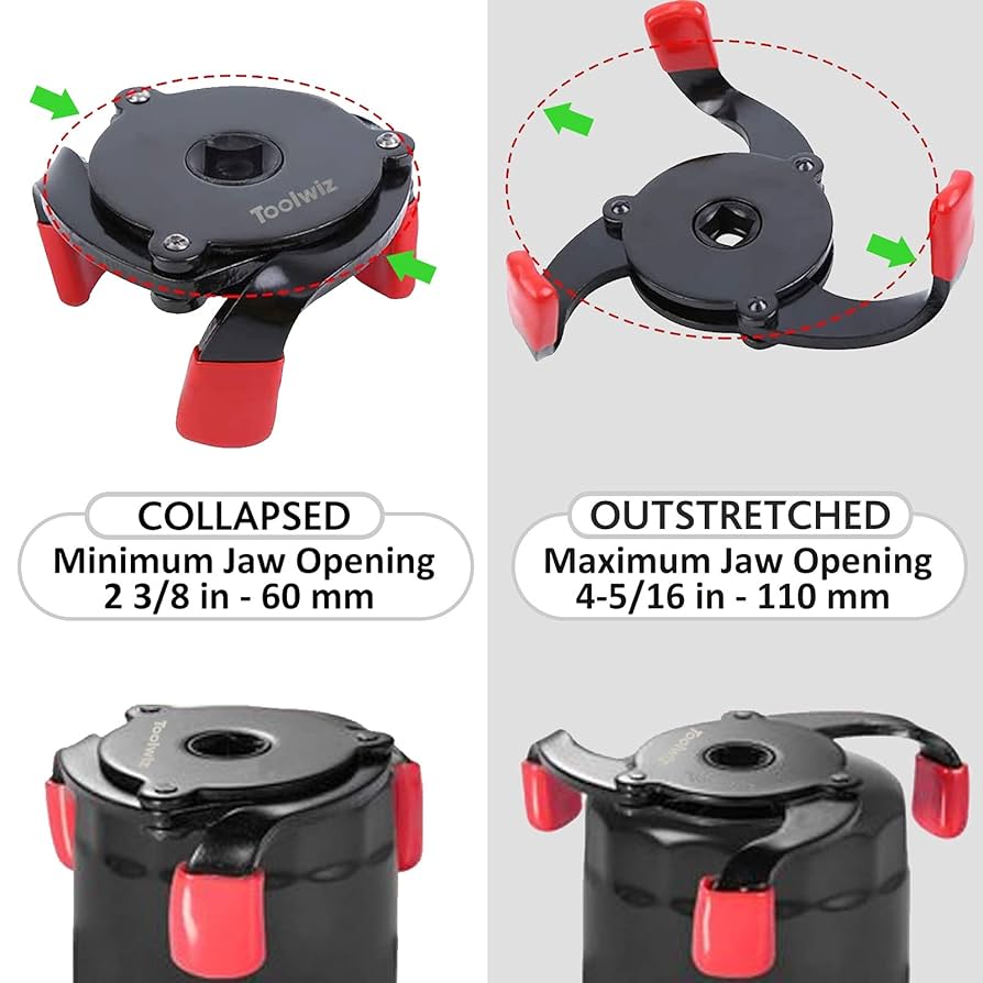 Oil Filter Wrench - Adjustable 3 Jaw Oil Filter Remover Tool For 2