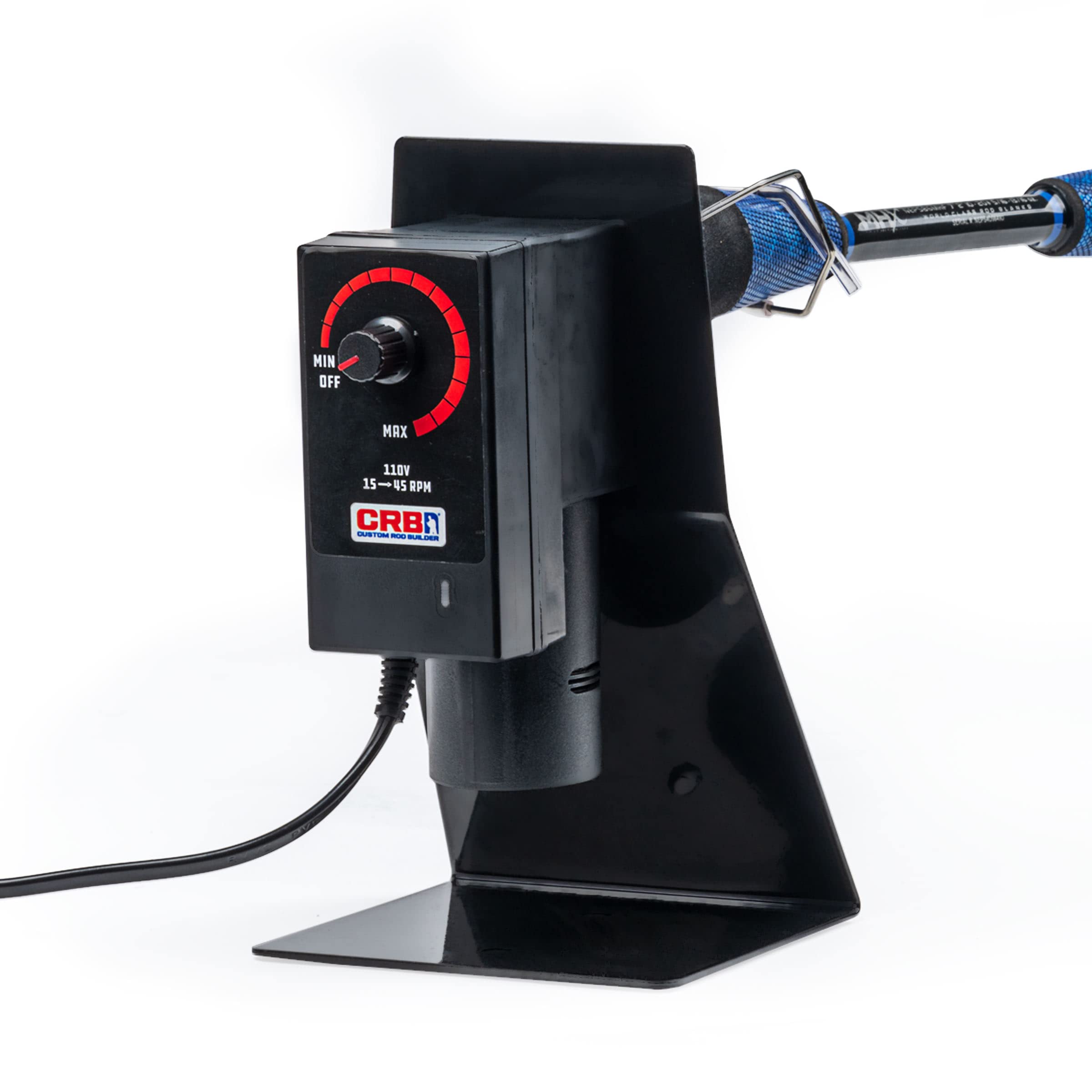 CRB Gen 2 Variable Speed Rod Dryer - 15-45 RPM Adjustable 24V DC Motor with Wire Chuck & Stand