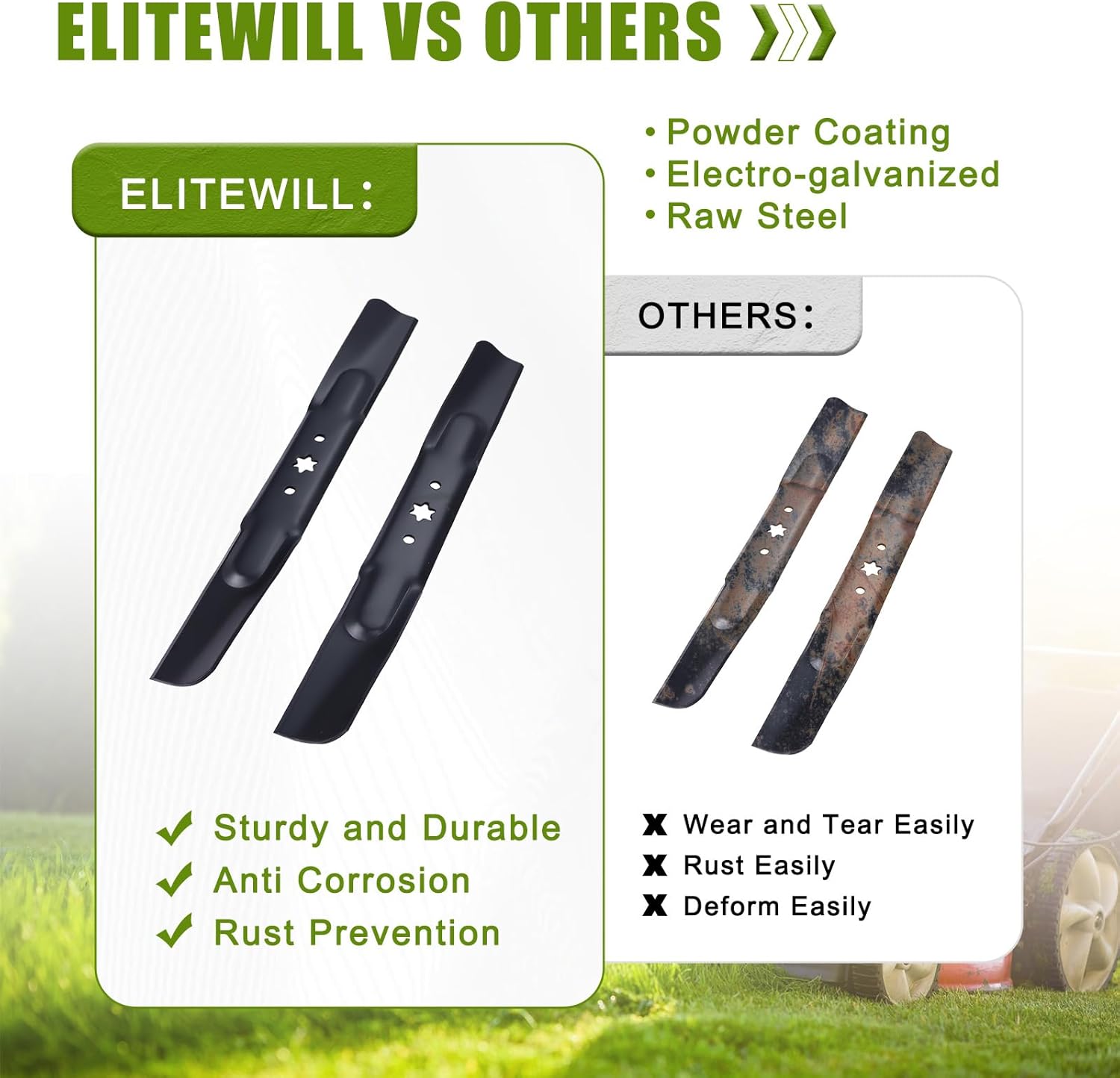 ELITEWILL 942-04308 Lawn Mower Blades High Lift Fit for MTD Cub Cadet Troy-Bilt Stens Mowers with 42" Deck Replace OEM 942-04312, 490-110-M108, 742-04308, 742-04312, 742-0656, 942-0656, 330-872