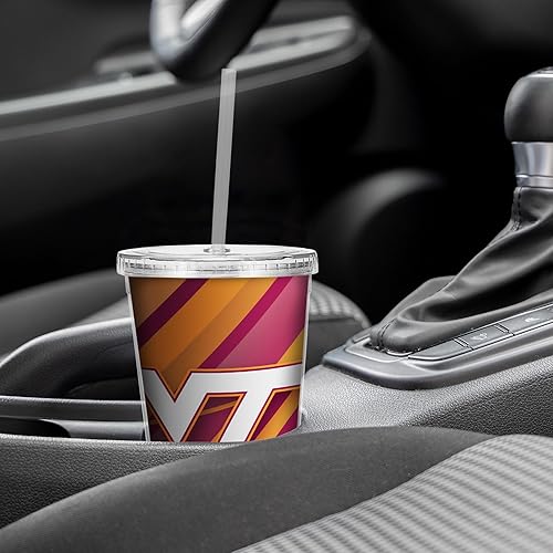 Miniatura 12 de Rico Industries NCAA Sports Team - Vaso transparente de 16 onzas con pajilla, vaso de viaje del color del equipo para fanáticos de los deportes