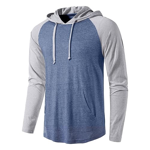 Men's Gym Workout Active Long Sleeve Pullover Lightweight Hoodie Casual