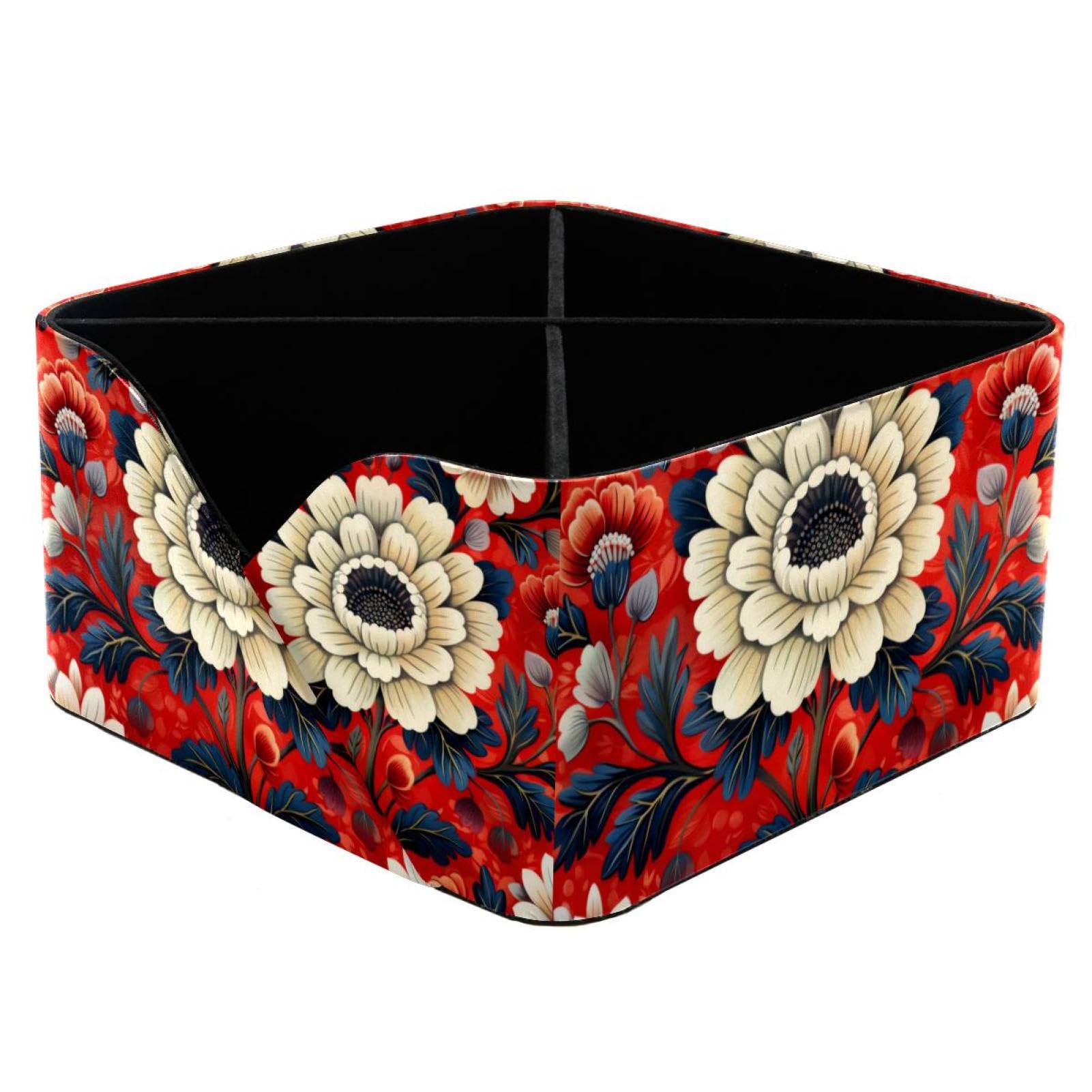 Boîte de rangement rectangulaire à fleurs pour harmoniser vos cosmétiques sur la coiffeuse