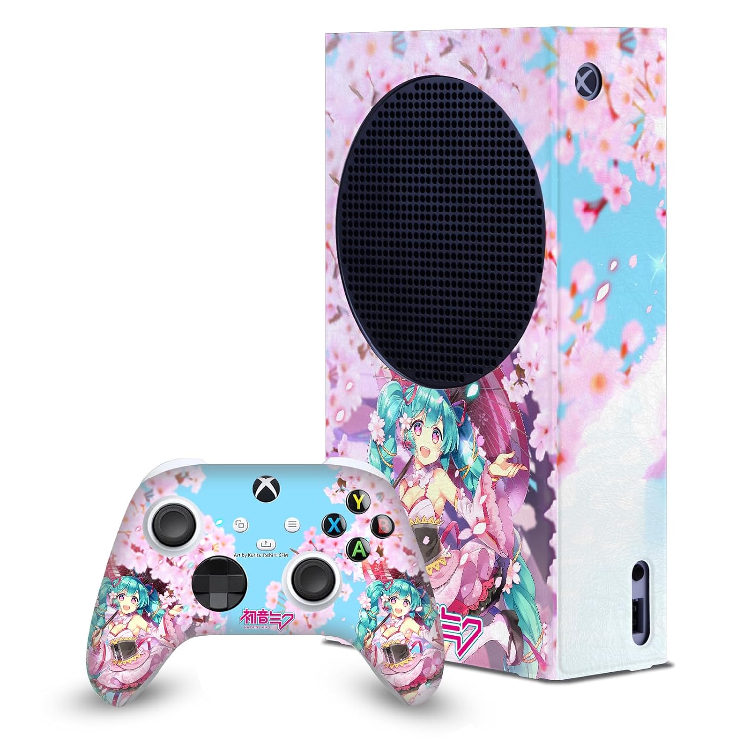 Head Case Designs Officially Licensed Hatsune Miku Sakura Graphics Game Console Wrap and Game Controller Skin Bundle Compatible With Xbox Series S Console & Controller Bundle