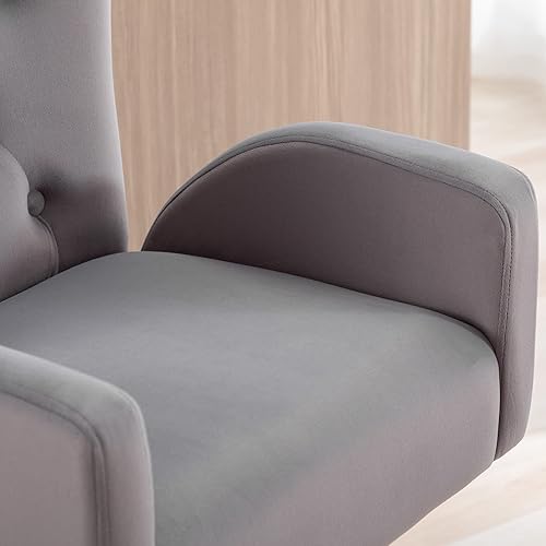 Miniatura 4 de LZAREAL Juego de 2 taburetes de bar ajustables de terciopelo dorado, moderno taburete giratorio tapizado con respaldo copetudo y base dorada para