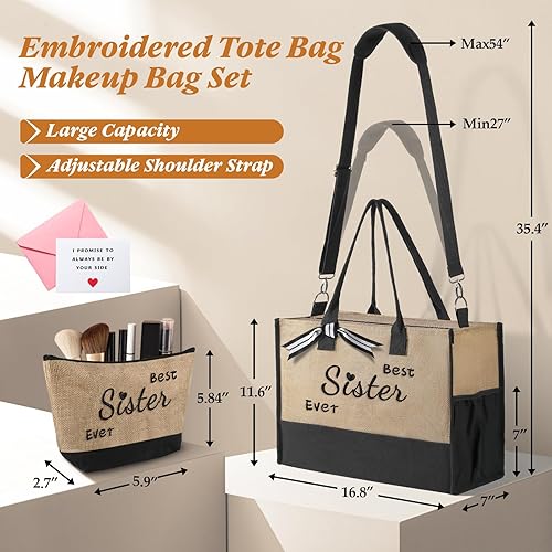 Miniatura 6 de Can-vas - Bolsa de playa con iniciales florales para mujer, bolsa de playa con bolsillo interior, 2 bolsillos laterales, correa de hombro, caja de