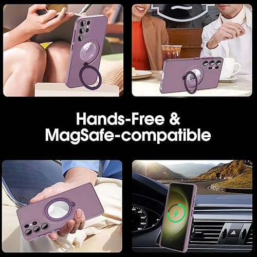Miniatura 5 de Funda para Samsung Galaxy S23 Ultra, [compatible con Magsafe] con protector de lente de cámara y kiskstnad ligera y translúcida mate, borde suave, a