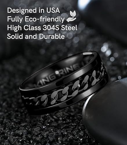 Miniatura 3 de King Ring Anillo giratorio de 0315in anillo de ansiedad para hombres y mujeres anillo giratorio de acero inoxidable para aliviar el estrés Metal no