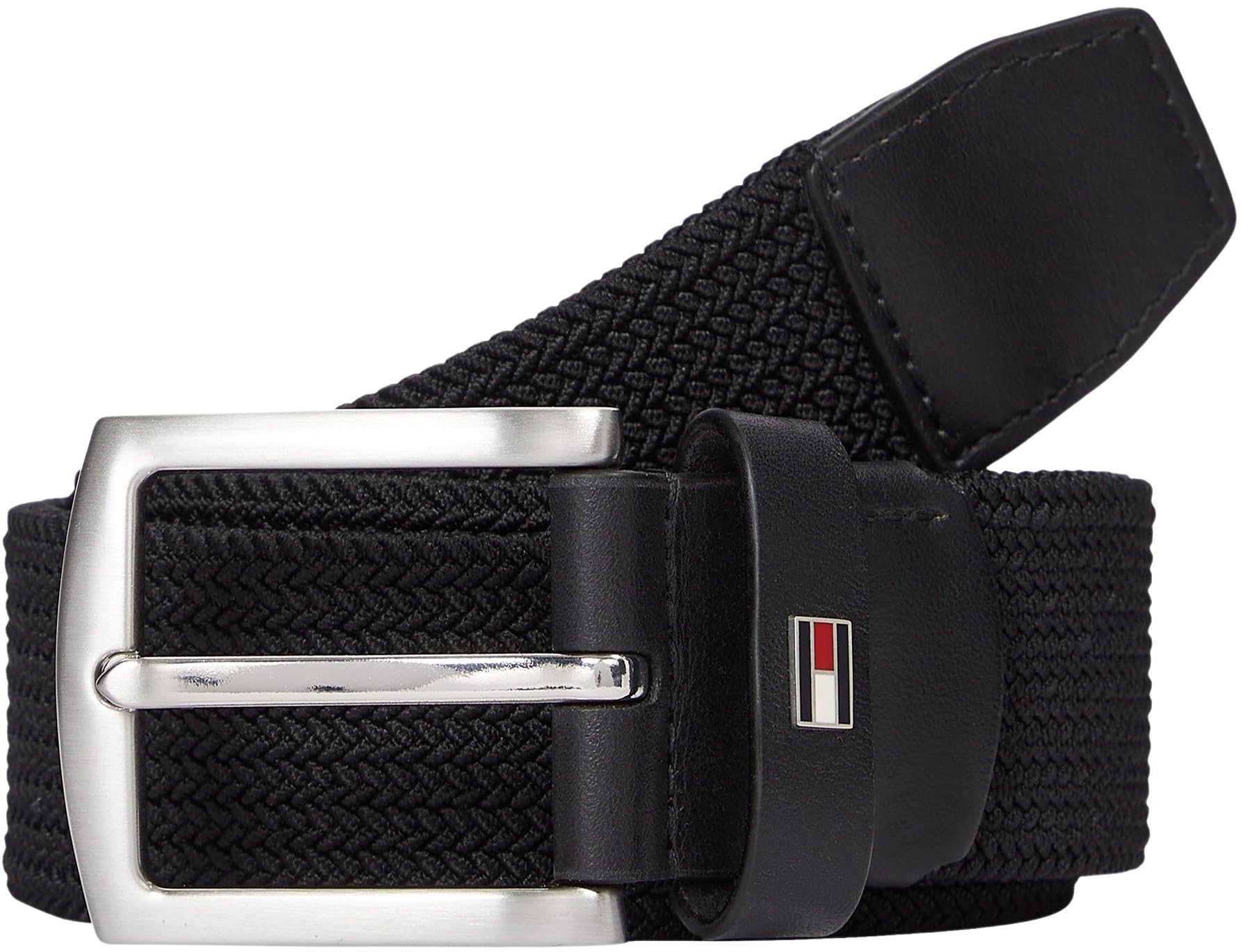 Tommy Hilfiger Men’s 3.5 cm Denton Elastic Braided Belt, Black (Black), 39.4 inches