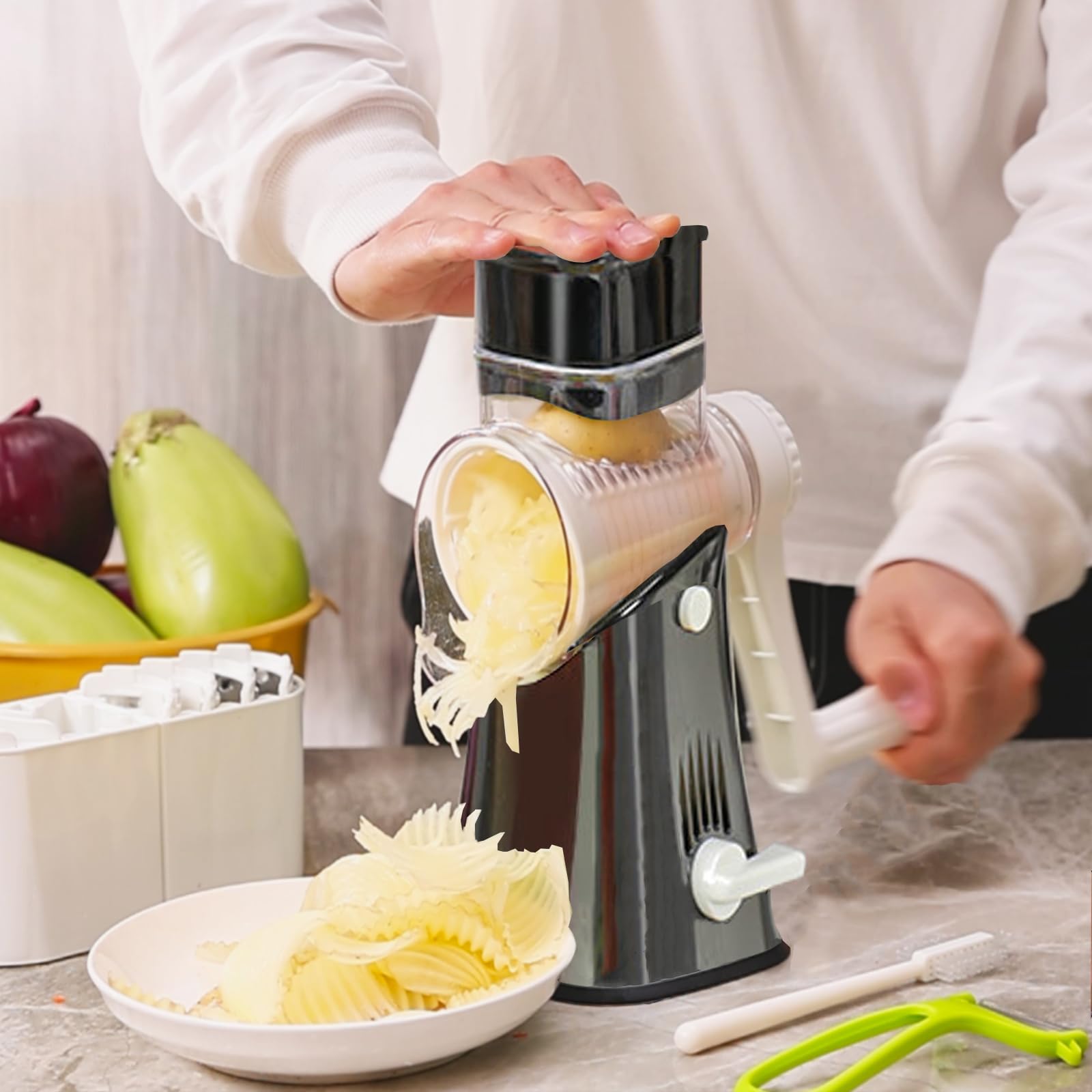 Râpe à Fromage Rotative 3 En 1 - Râpe à Fromage Rotative Avec