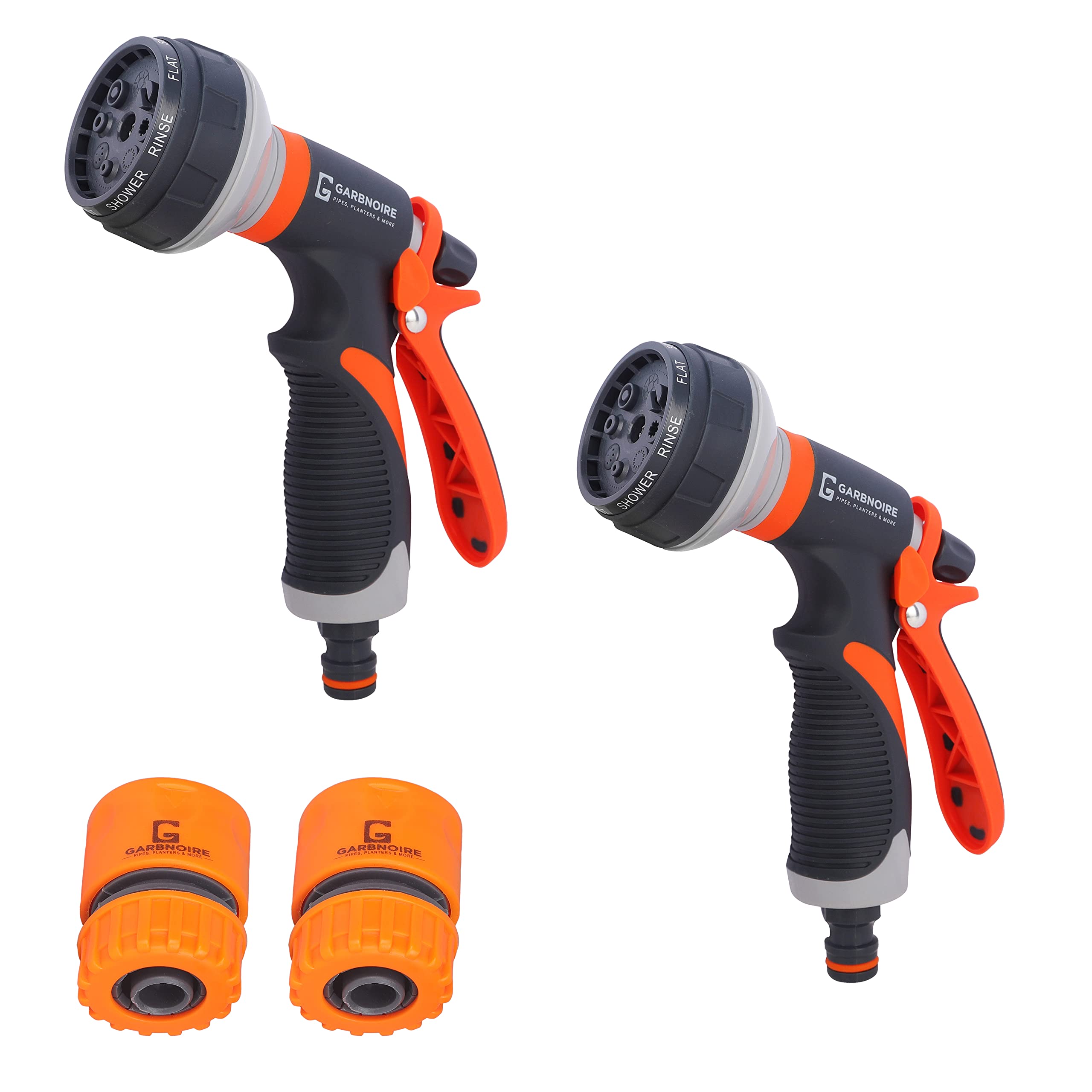 garbnoire Plastic 8 In 1 Heavy Duty Hose Nozzle Water Spray High Pressure For Gardening, Flower, Plants, Lawn| Multi Functional Cleaning, Showering Pet & Wash Cars (8 Pattern Orange Gun, (Pack Of 2)) (B09RWZ9XJ6) Amazon Price History, Amazon Price Tracker