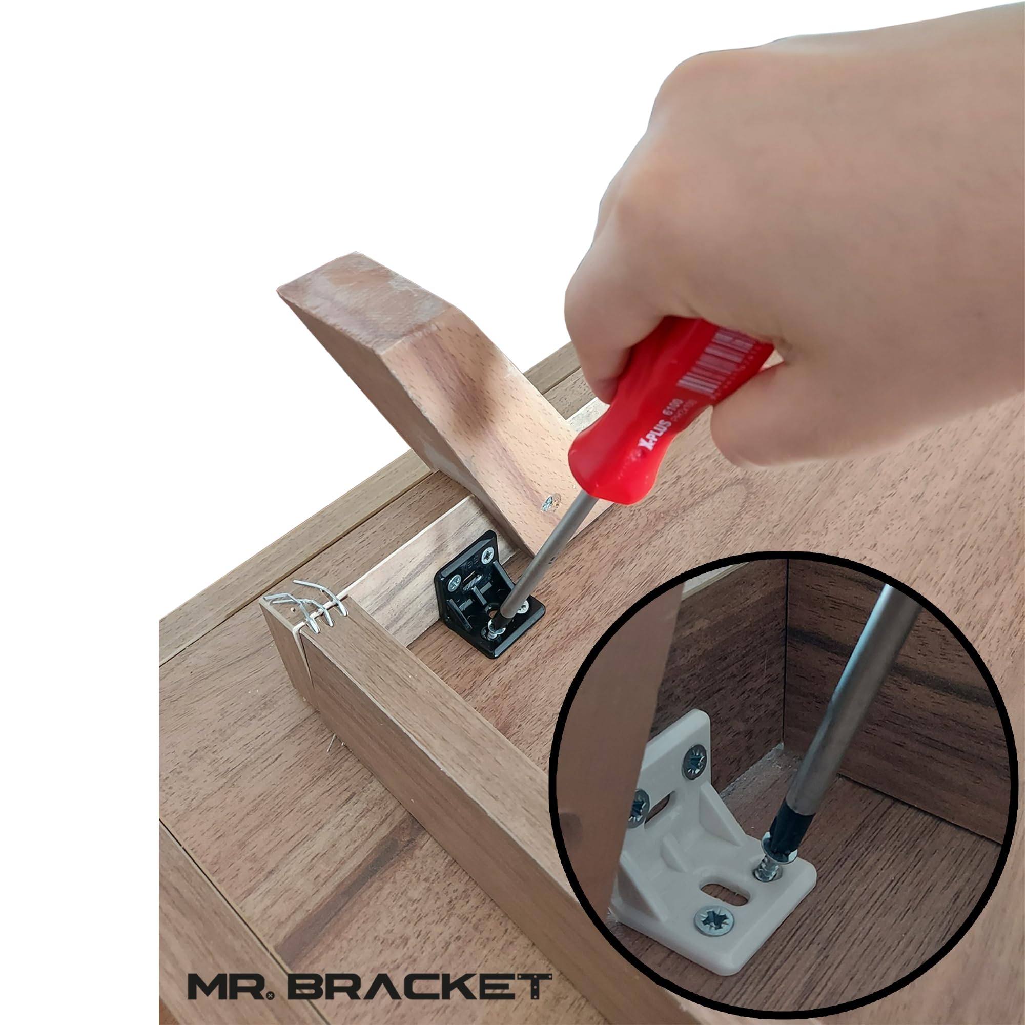 MR.BRACKET 15 ad. Siyah Plastik L Gönye Köşebent 25x25x30mm - Mobilya Dolap Raf Çekmece Sehpa Sandalye Birleştirme Sabitleme Montaj Bağlantı Aparatı