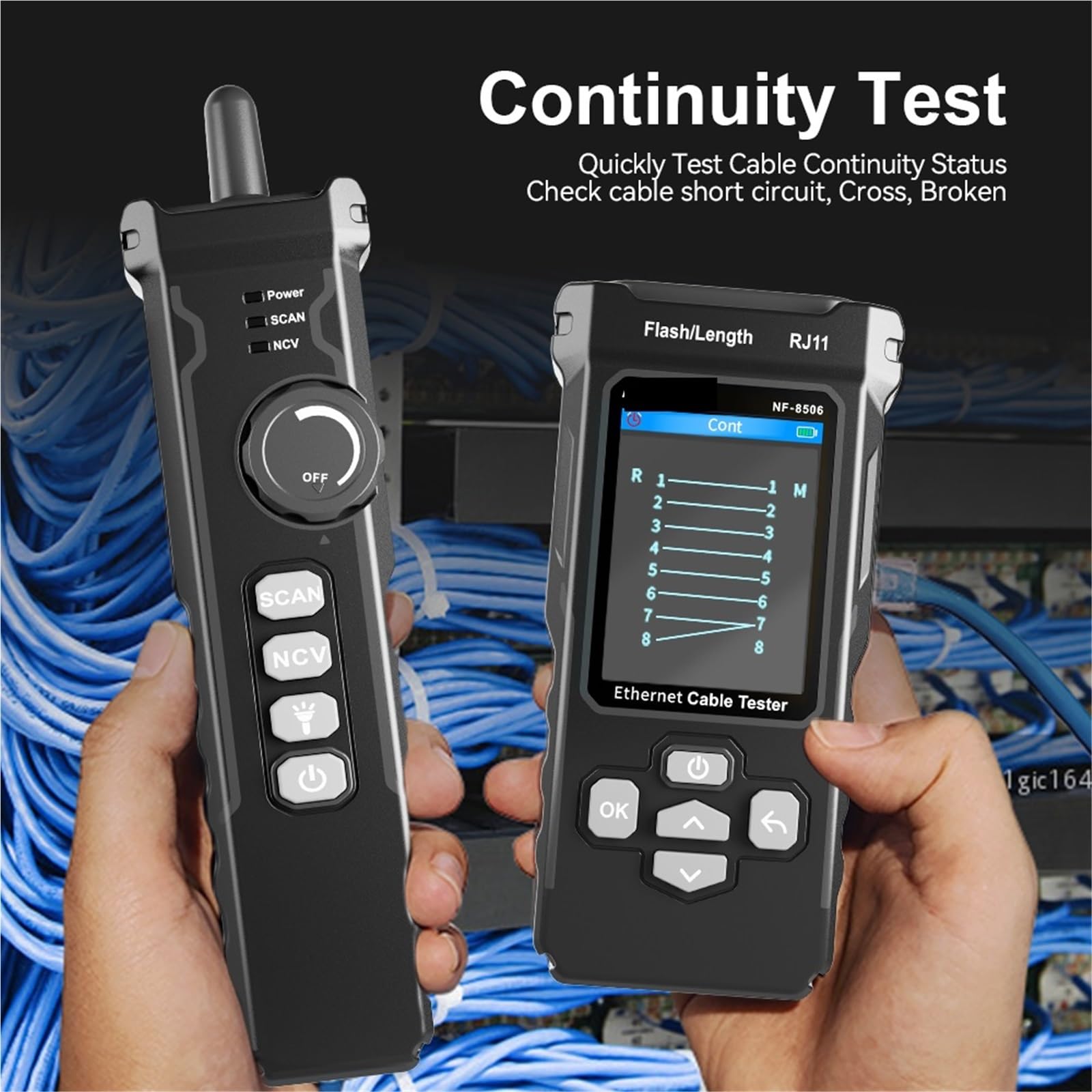 Localizzatore di Cavi, Tester for cavi di rete multifunzione, supporto for test PING/scansione IP/misura PoE, tester for mappatura