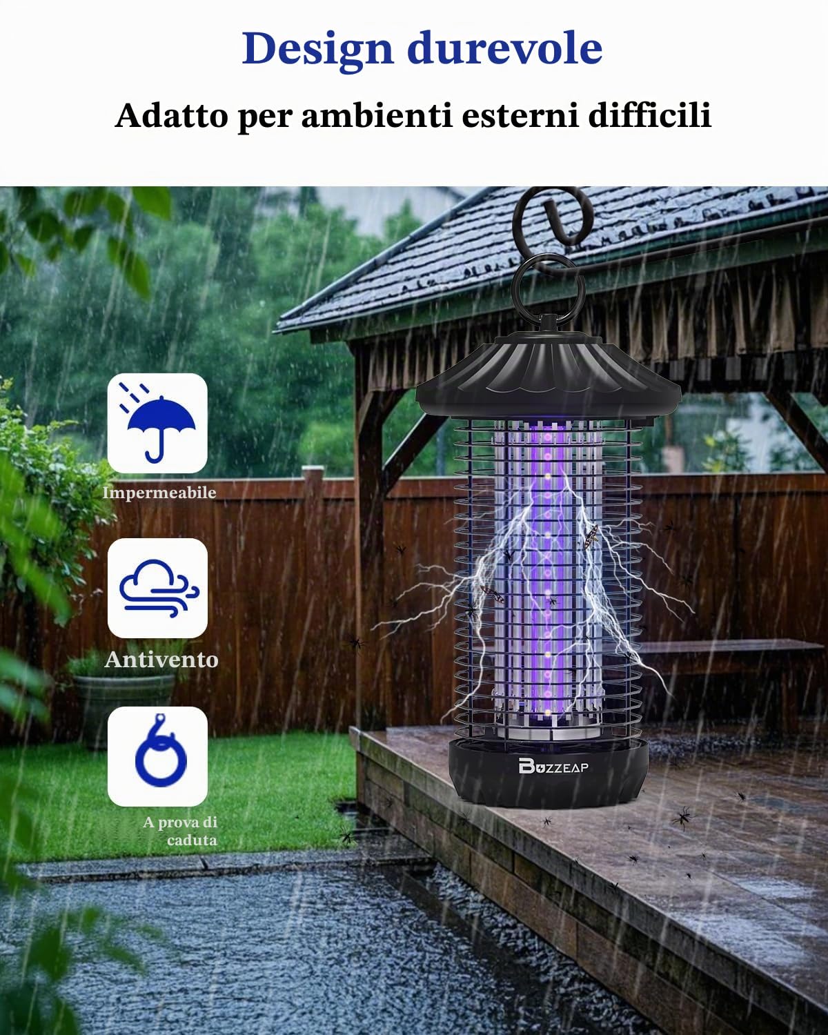 Lampada Antizanzare, 3800V UV Lampada Antizanzare Elettrica, IPX4 Impermeabile Lampada Antizanzare Da Esterno Per Interni ed Esterni, Contro Zanzare, Mosche e Insetti Volanti