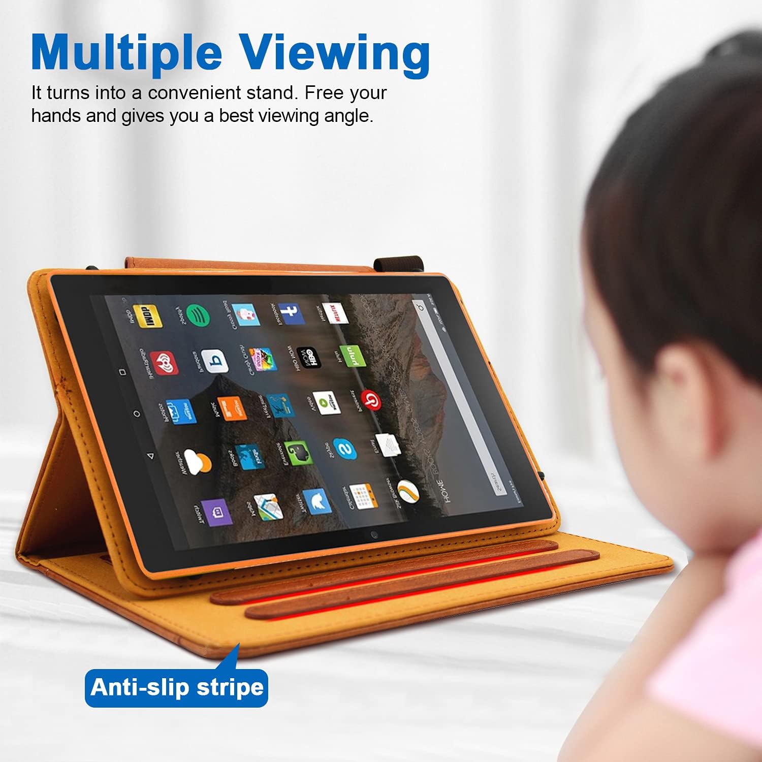 JZCreater Kindle Fire HD 10/HD 10 Plus Tablet Case (Only Compatible with 11th Generation, 2021 Release), Premium PU Leather Lightweight Slim Smart Stand Cover with Auto Wake/Sleep, Brown