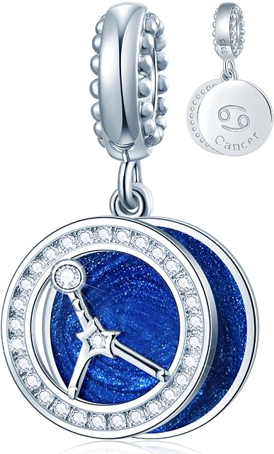 Zodiac Sign Charms for Charm Bracelets - 925 Sterling Silver Necklace Pendants, 12 Constellation/Horoscope Star Dangle - Dangling Birthstone Beads, Birthday Gifts for Women/Men and Girls/Boys.