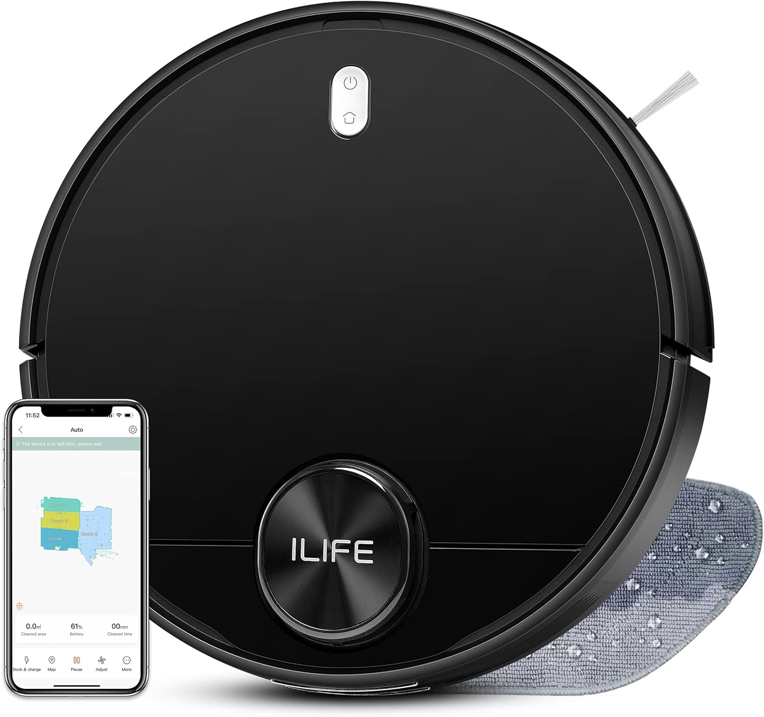 ILIFE A11 Robot Vacuum and Mop Combo, Real 2-in-1 Robot Vacuum Cleaner with Lidar Navigation, 4000Pa Strong Suction,150mins Runtime,Wi-Fi Connected,Multi-Floor Mapping, for Pet Hair,Hard Floor,Carpet