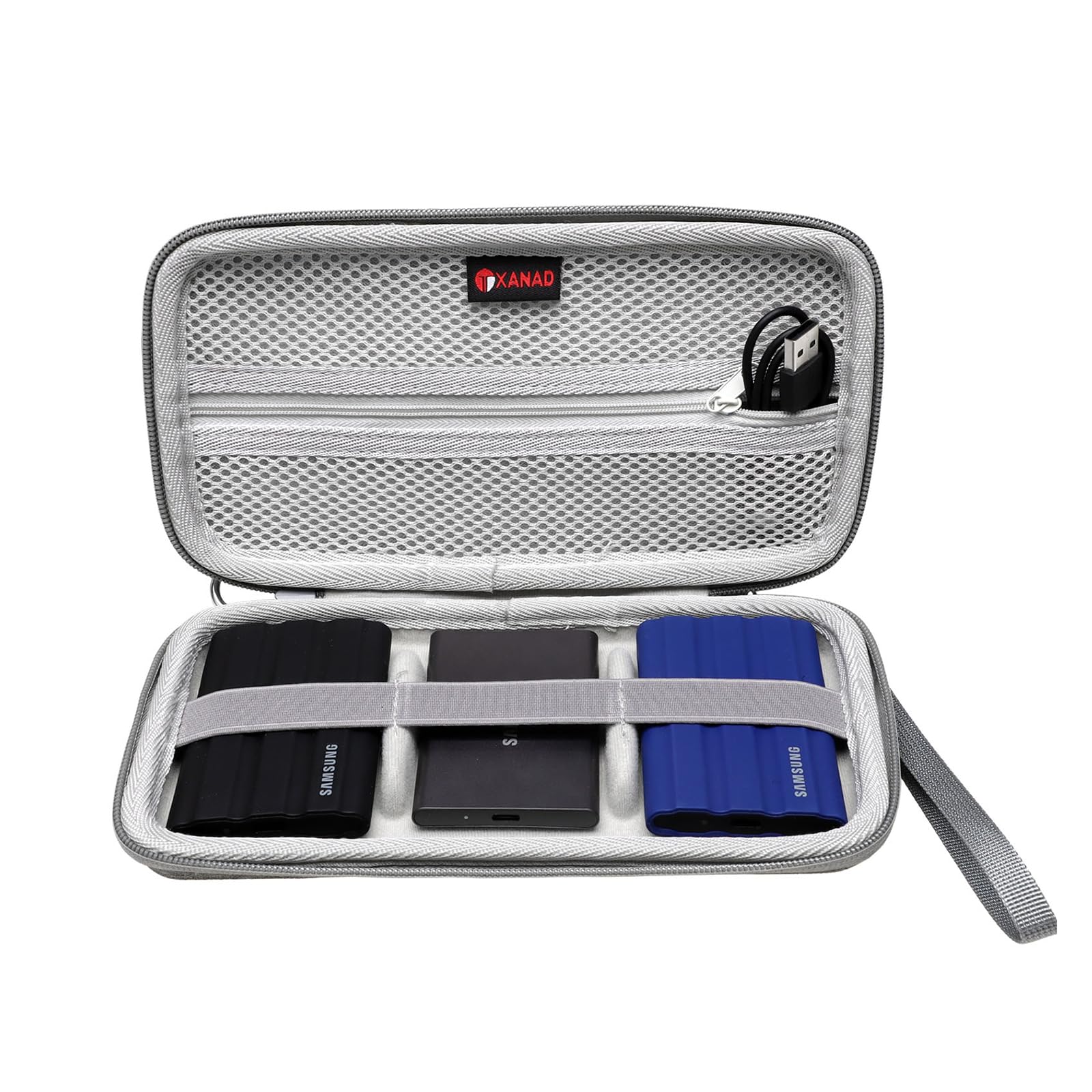 XANAD 3-in-1 Hard Case for Samsung T7 /T7 Shield/T7 Touch/T9/T5 SSD, Gray