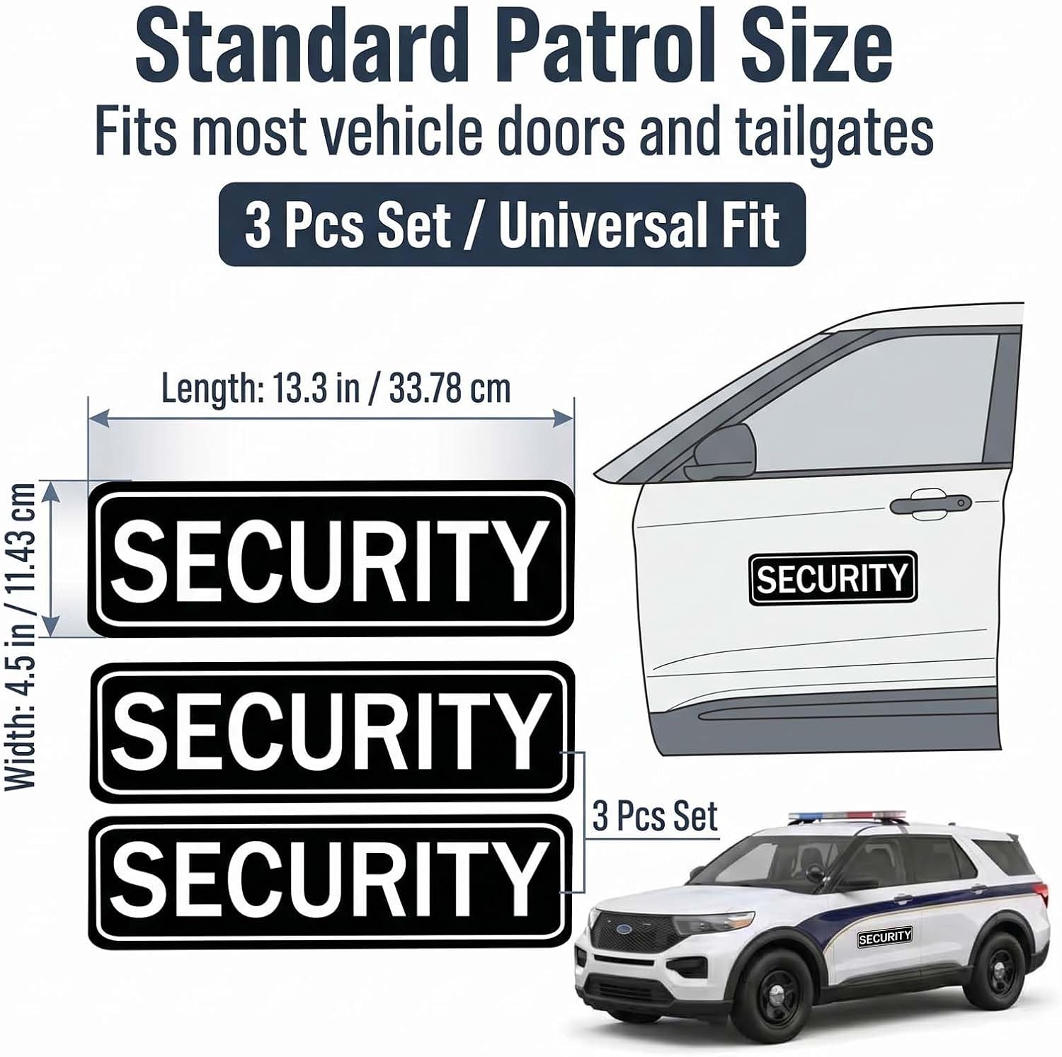 3Pcs Security Sign Magnet, Security Officers Magnetic Signs for Car, Trucks, SUVs, Reflective Security Car Magnet for Vehicles Magnetic Truck Waterproof Officers Decals for Patrol (Black) image 2
