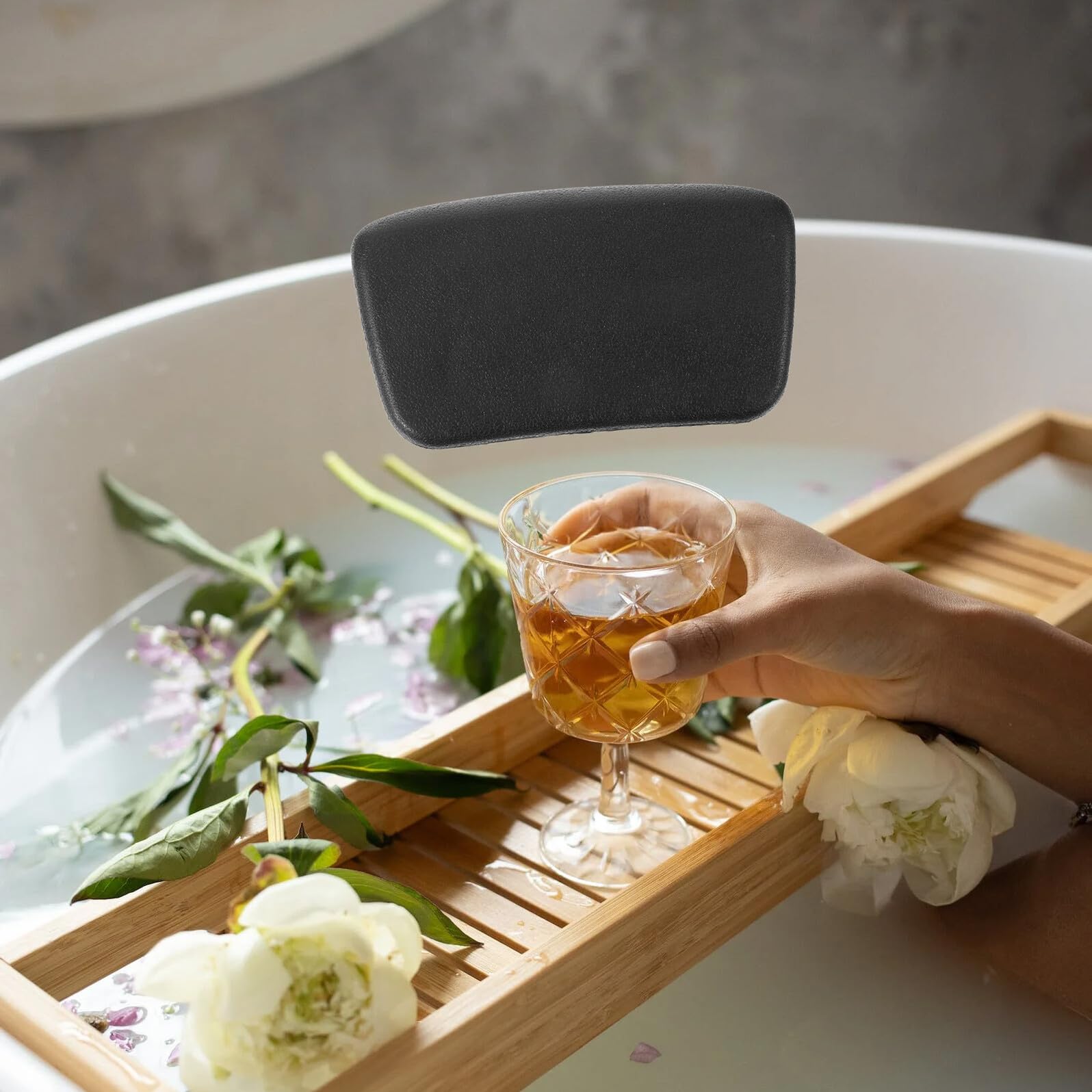 TOPBATHY Almohada Reposacabezas Cómodo y Transpirable Ventosas Antideslizantes de Bañera Hogar de Cuero PVC para Baño Relajante en Casa