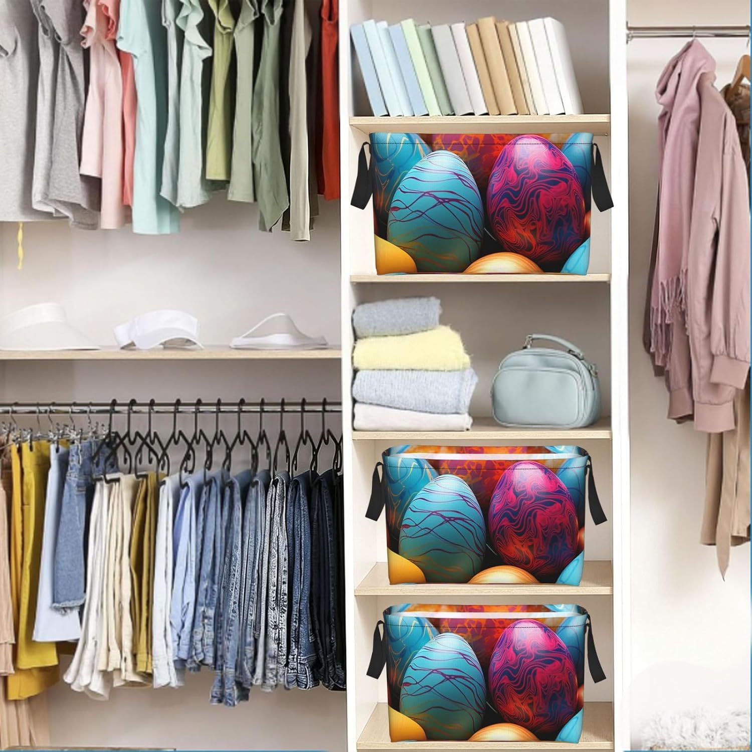 Rectangular Storage Basket Organizer Bin Shelf Baskets With Handles image 5