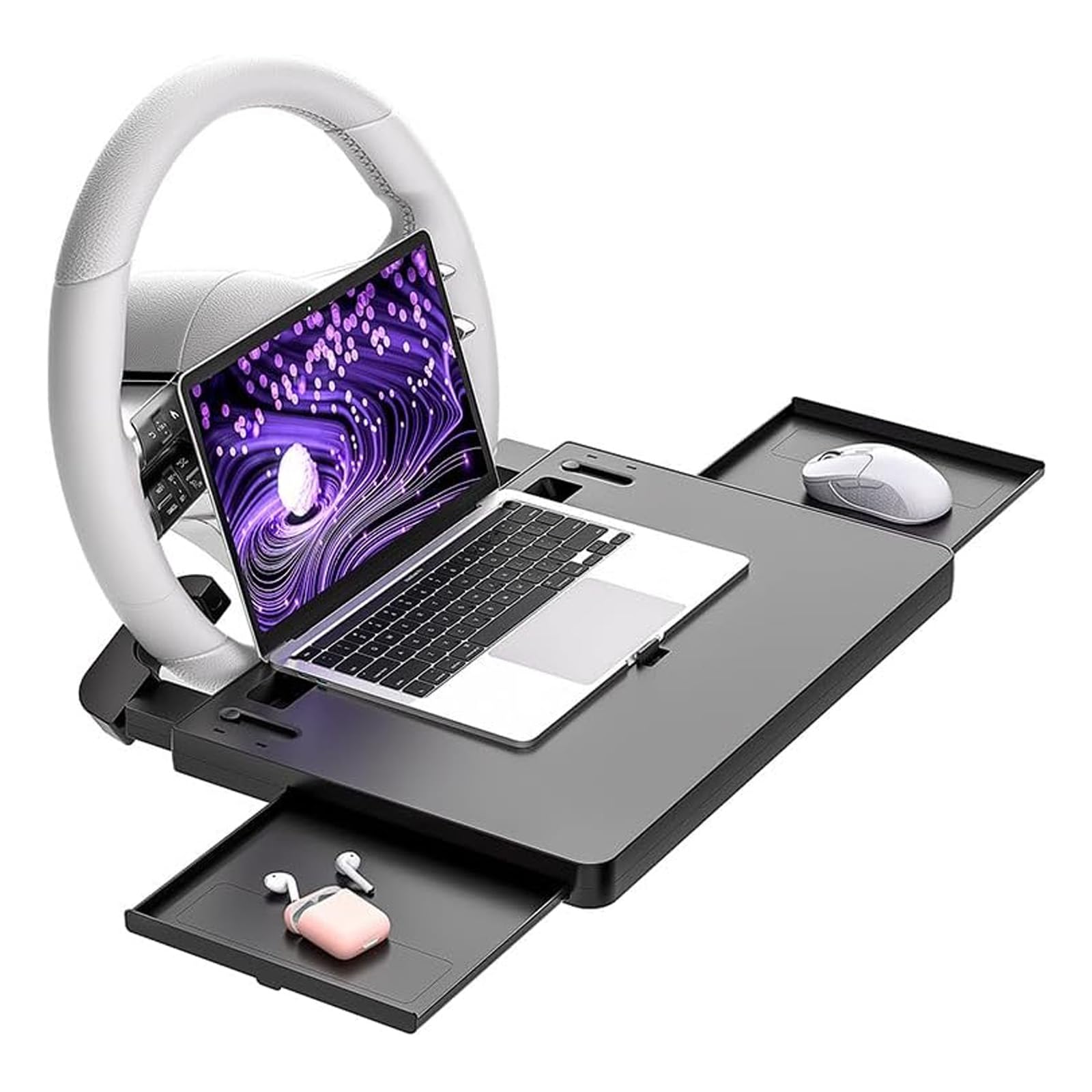 LiYaBaiHuo Car Steering Wheel Tray for Ford Puma/Puma ST SUV, Tray Desk Car Desk Foldable Portable Laptop & Food Tray for Parked Use,A/Black