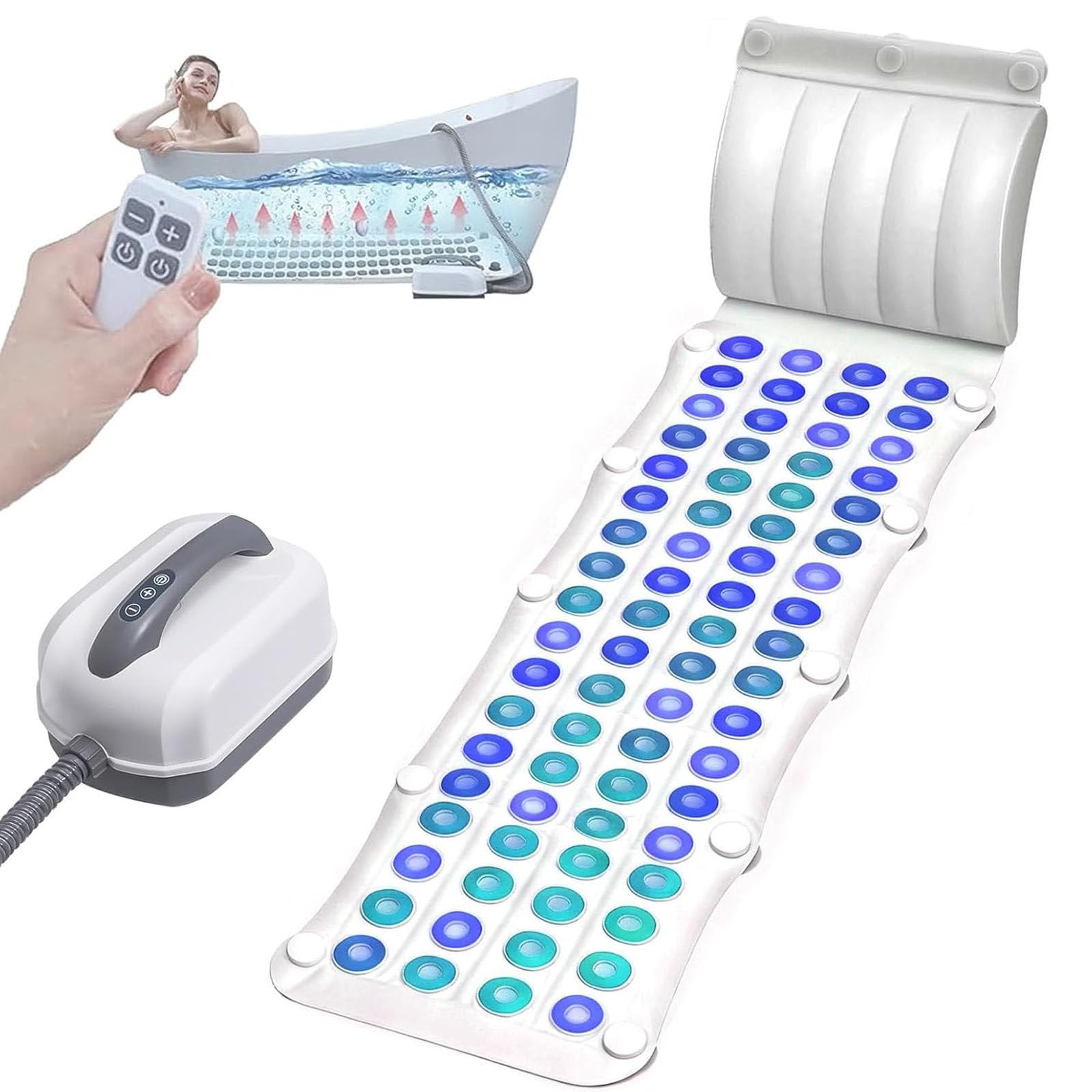 Tappetino Massaggiante per Vasca da Bagno, Massaggiatore Portatile per Idromassaggio con 6 Impostazioni Regolabili E Telecomando, Tappeto Idromassaggio per Vasca da Bagno a Casa
